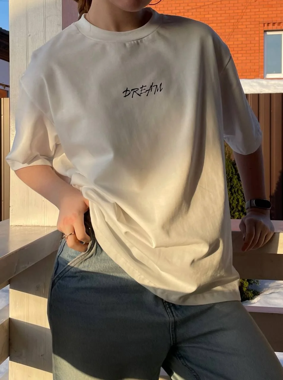 Футболка YESASER новая 100% хлопок oversize принт - миниатюра 2