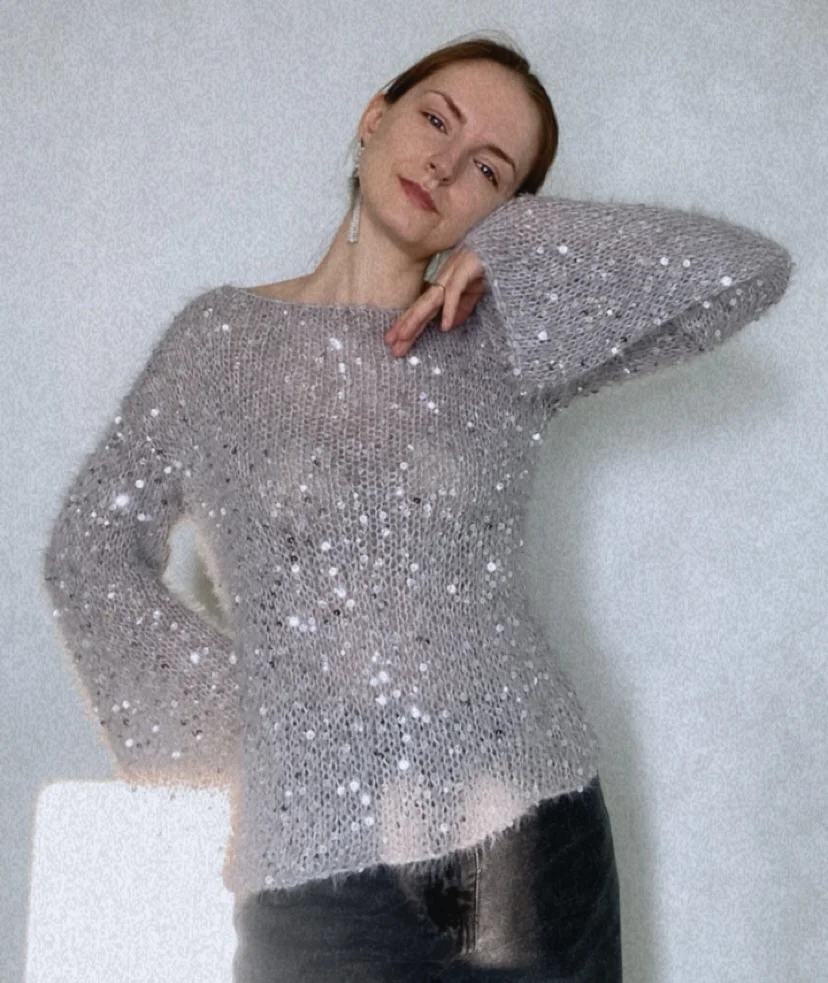 Свитер паутинка с пайетками - миниатюра 3