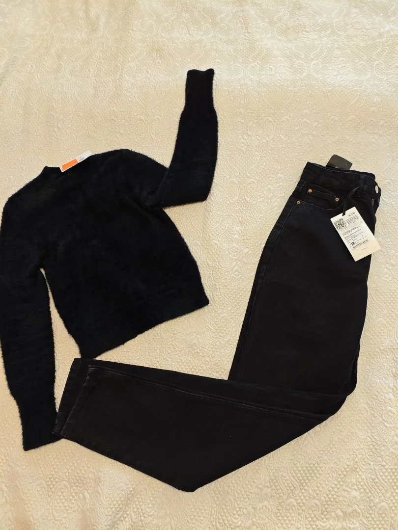 Джинсы Zarina 42 mom fit, новые, черные - изображение 1