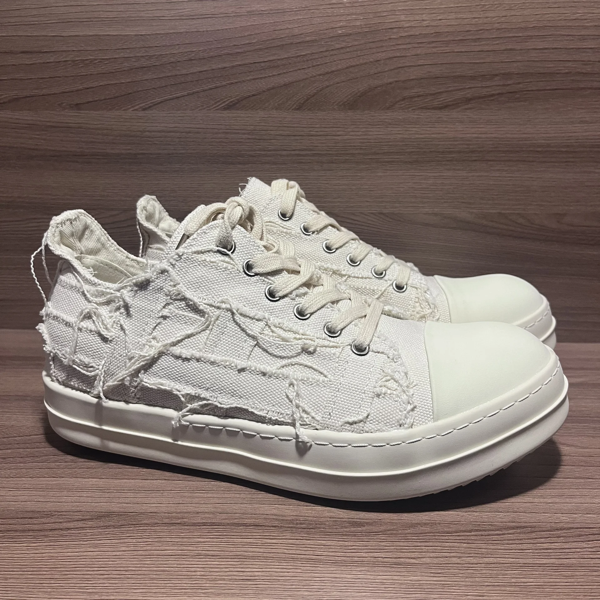 кеды rick owens distressed low white - миниатюра 3