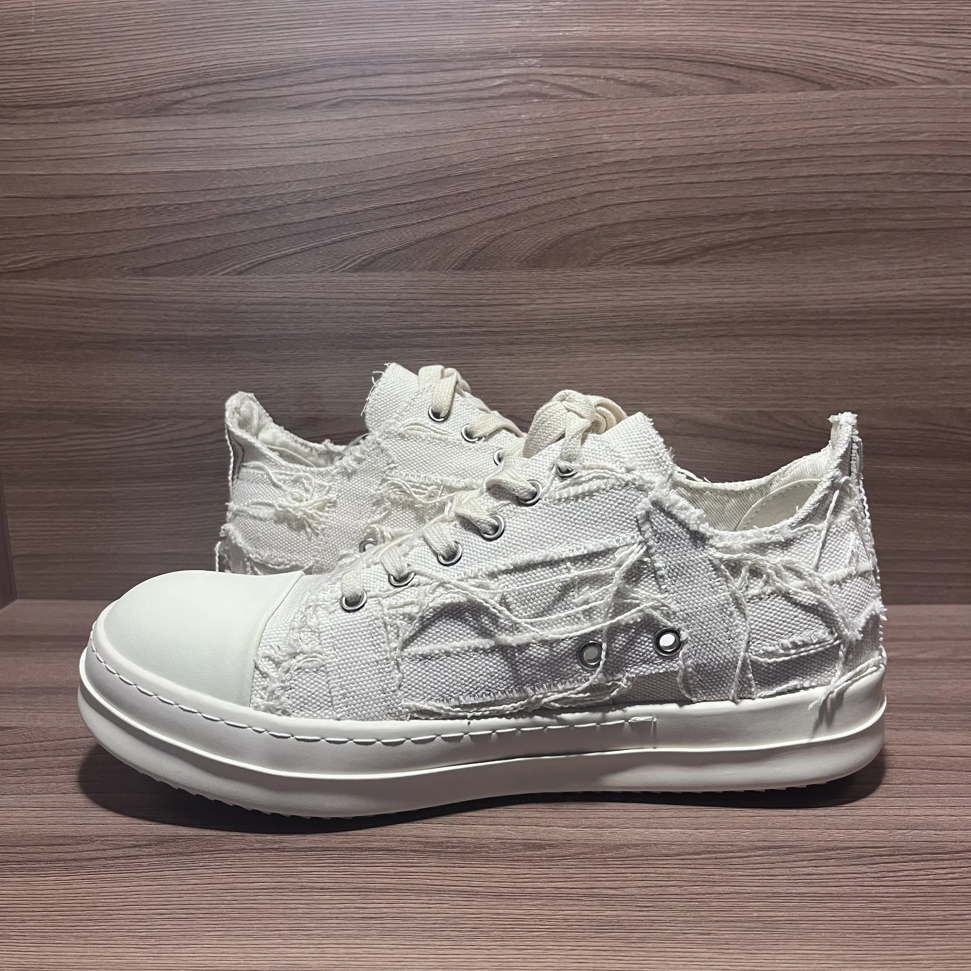 кеды rick owens distressed low white - миниатюра 4