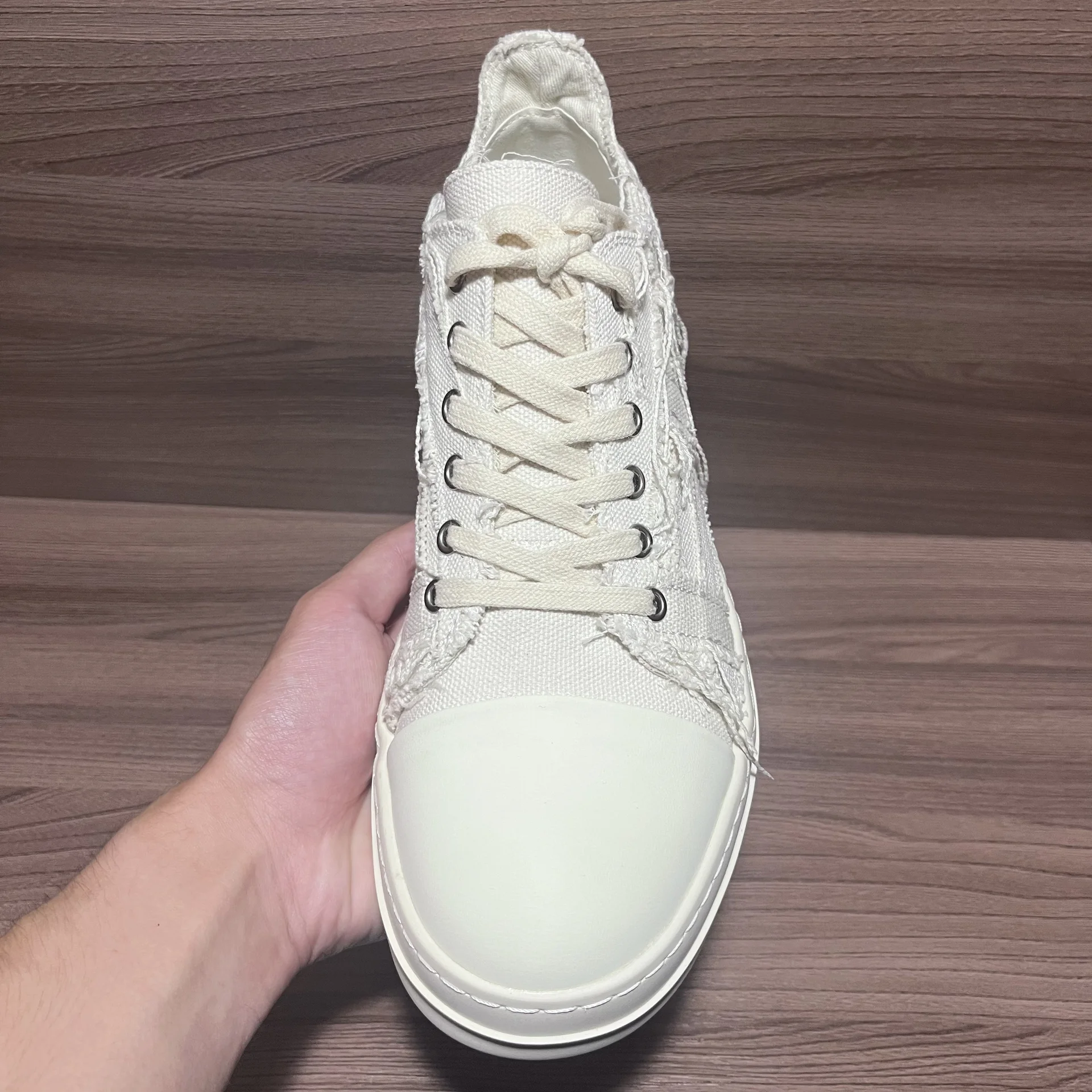 кеды rick owens distressed low white - миниатюра 5