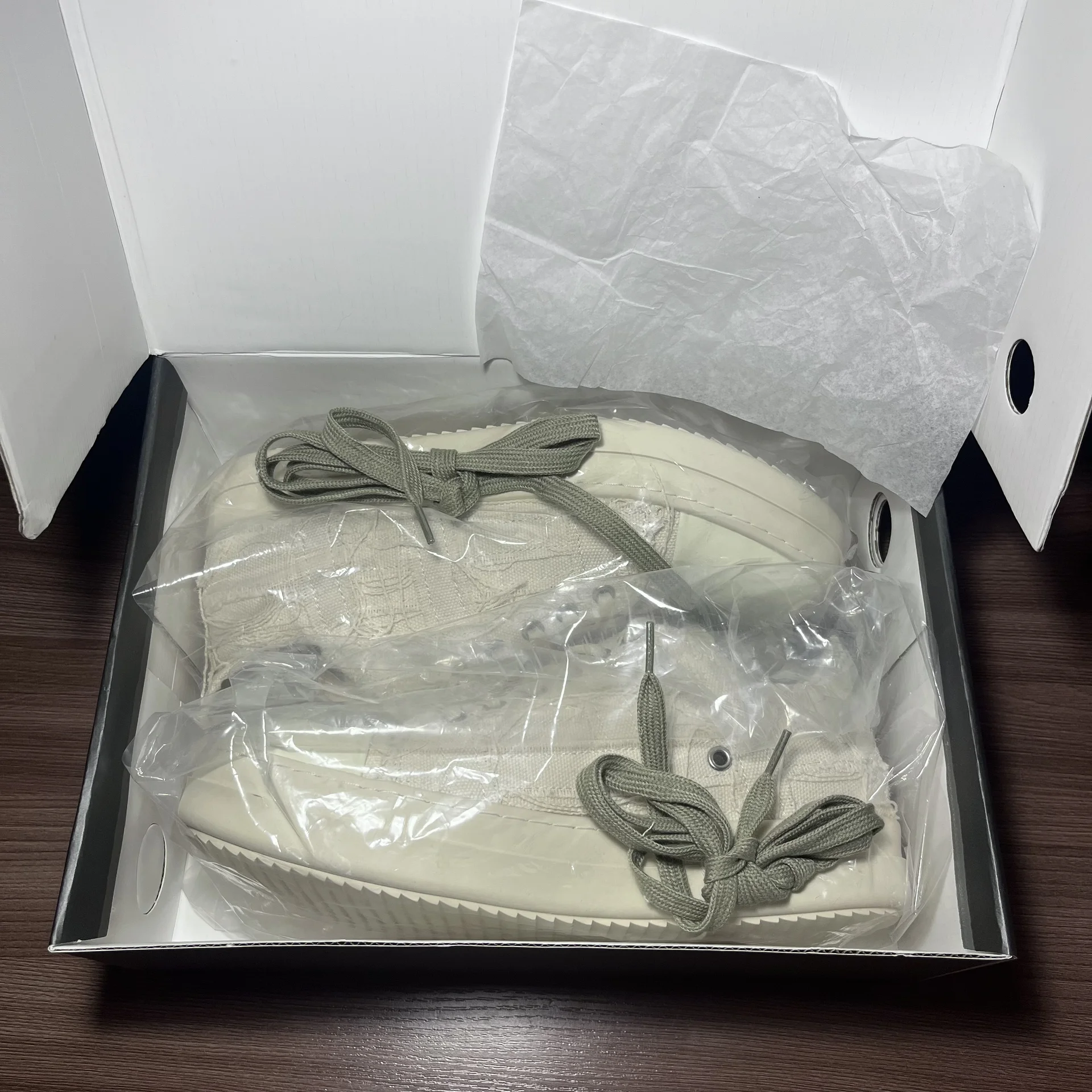 кеды rick owens distressed low white - миниатюра 11