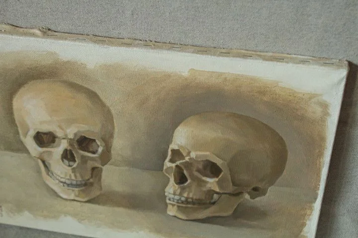 "Череп, фас и 3/4", картина маслом - миниатюра 2