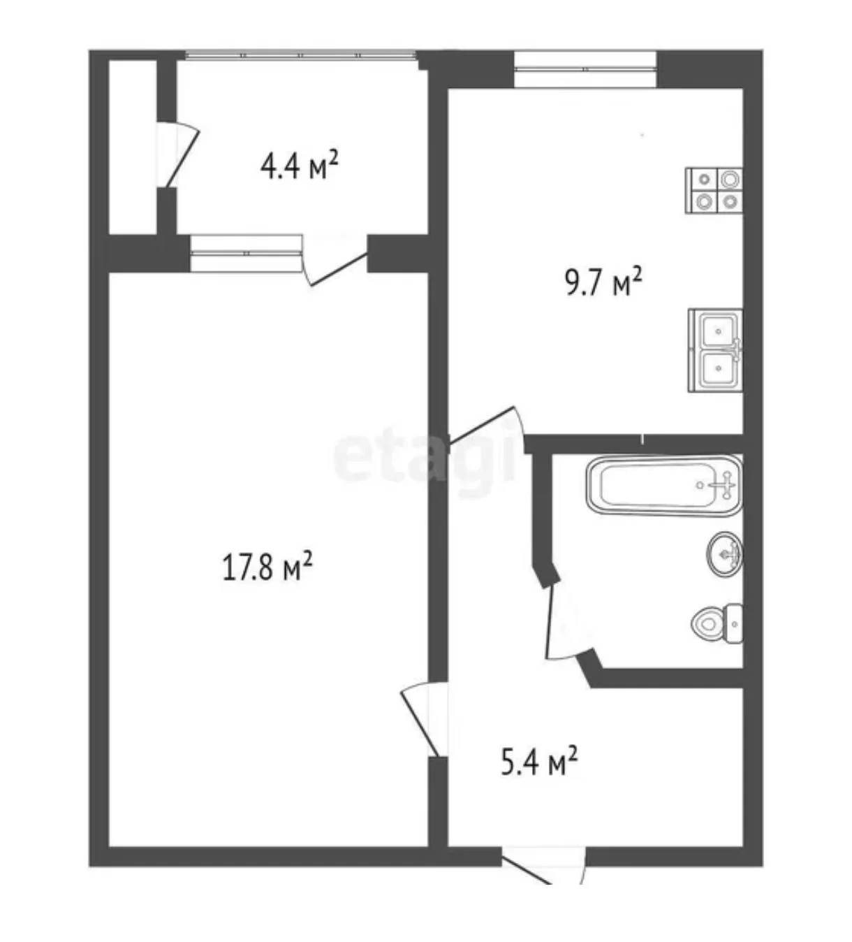 Продам 1к квартиру 34.2кв.м. - изображение 1