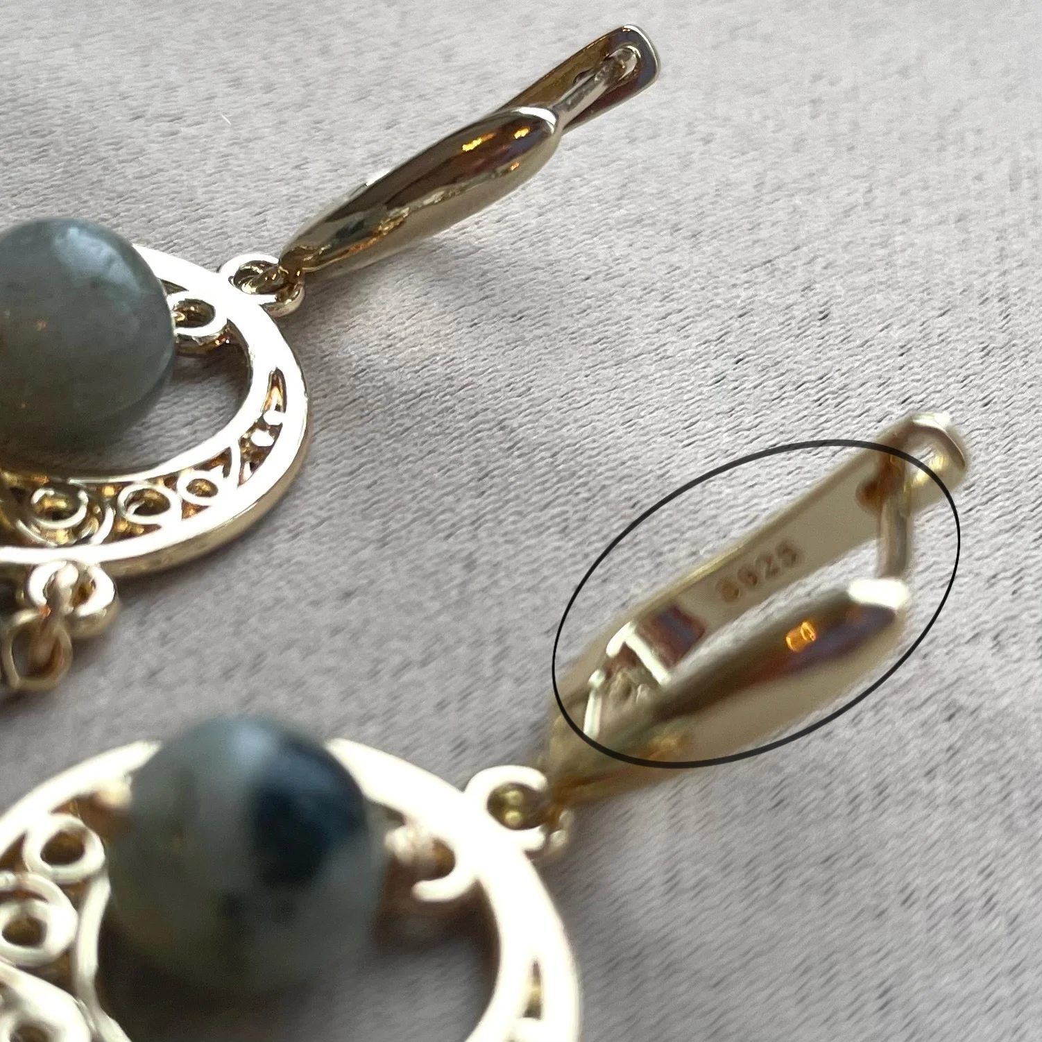Серьги камни Лабрадорит подвески ажур классика элегант - миниатюра 7