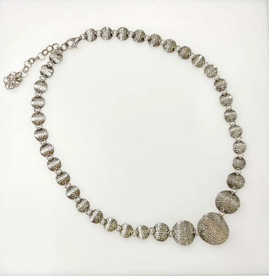 Винтаж Серебряное Чеканное Колье 925 - 29г вес - миниатюра 3