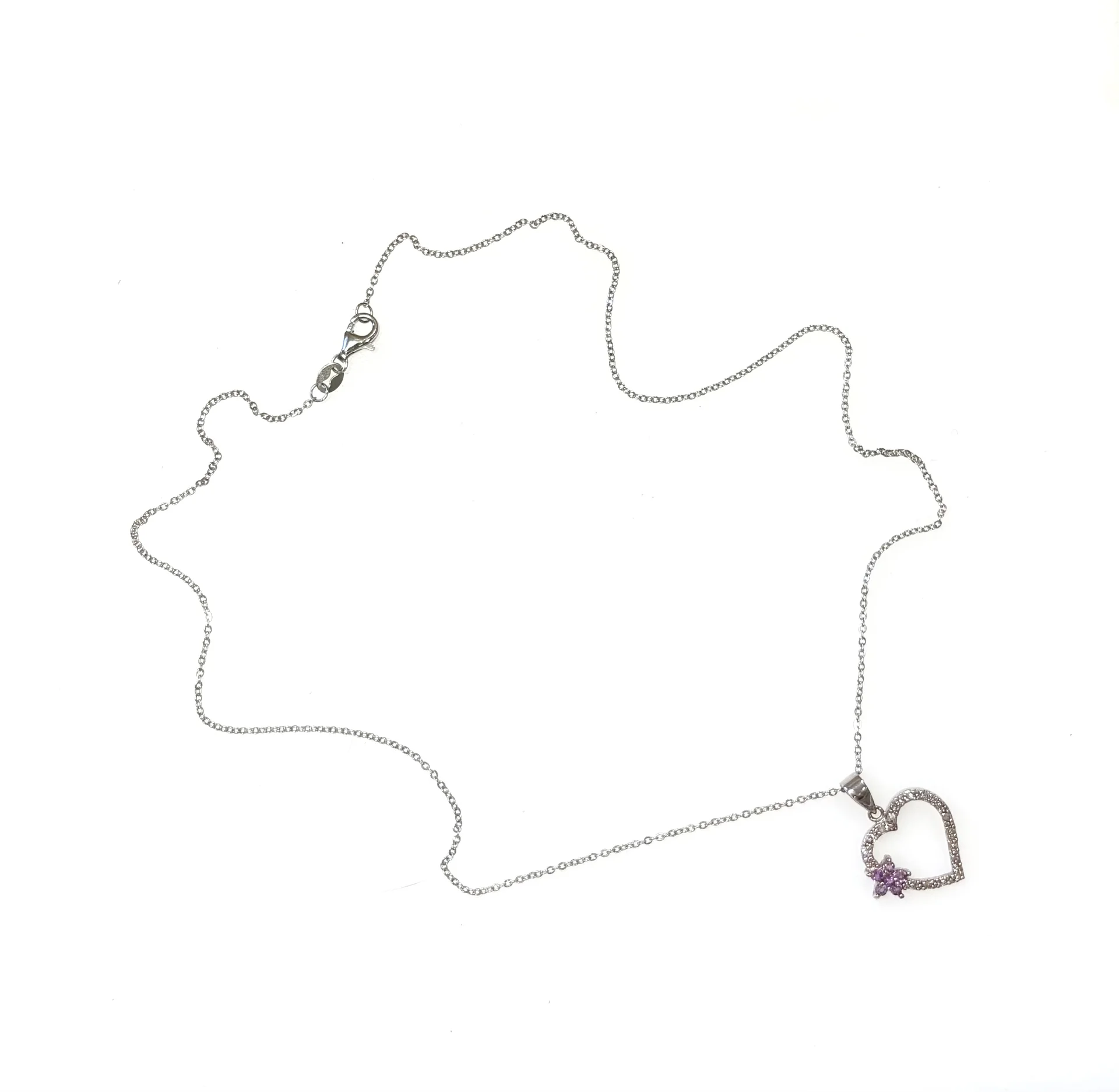 Сет Цепочка + Сердечко с Аметистовым Цветком 925 - миниатюра 5
