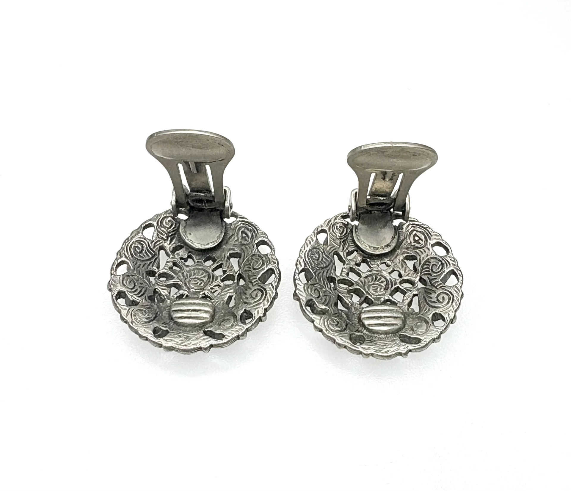 Винтаж Голубыми Розовыми Стразами Клипсы - миниатюра 4