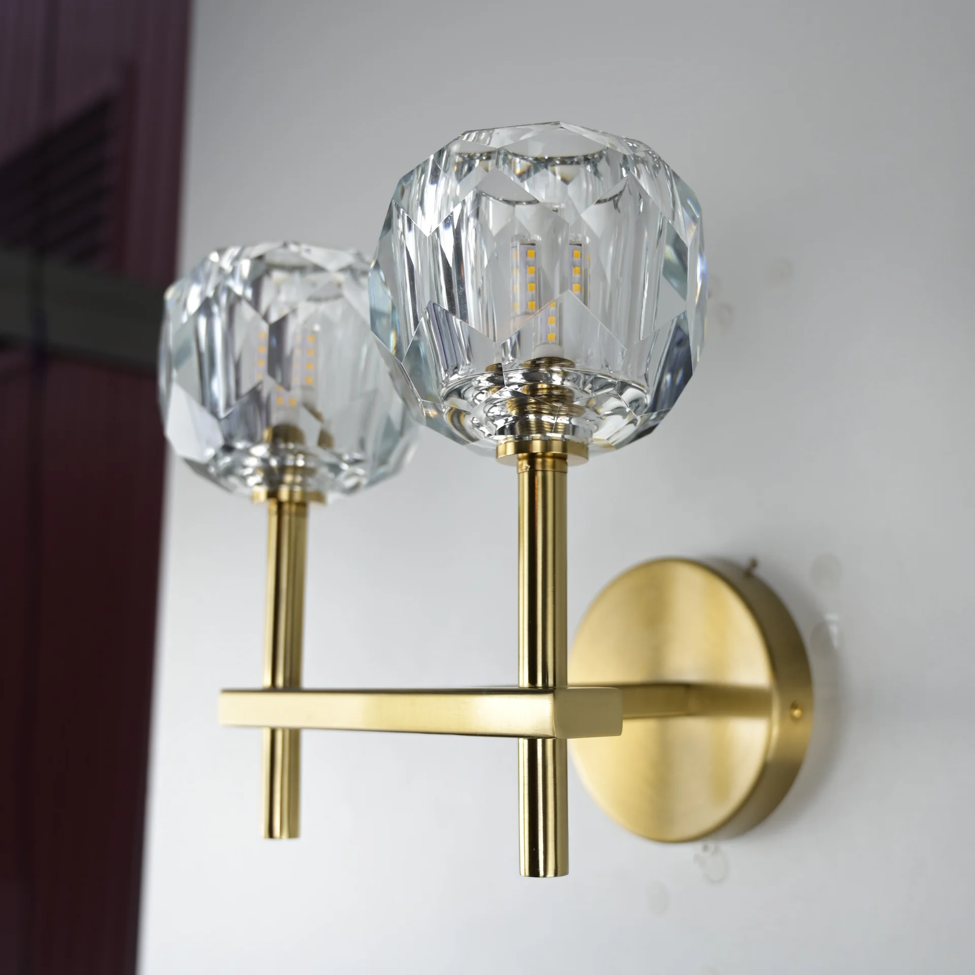 Бра Boule de Cristal Double Sconce Brass - миниатюра 6