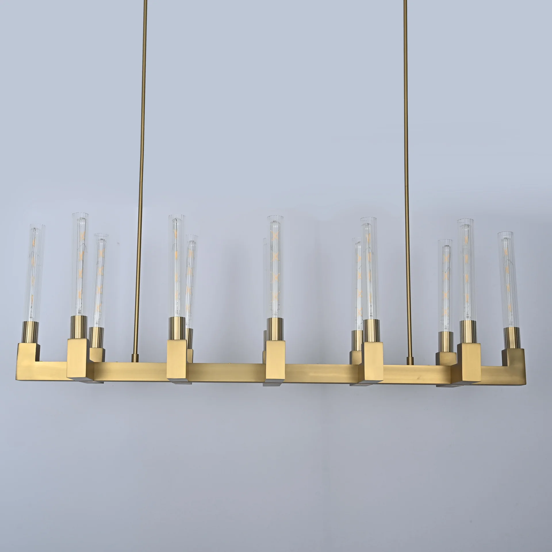 Люстра на штанге CANELLE Linear Chandelier 12 Modern Brass - миниатюра 2