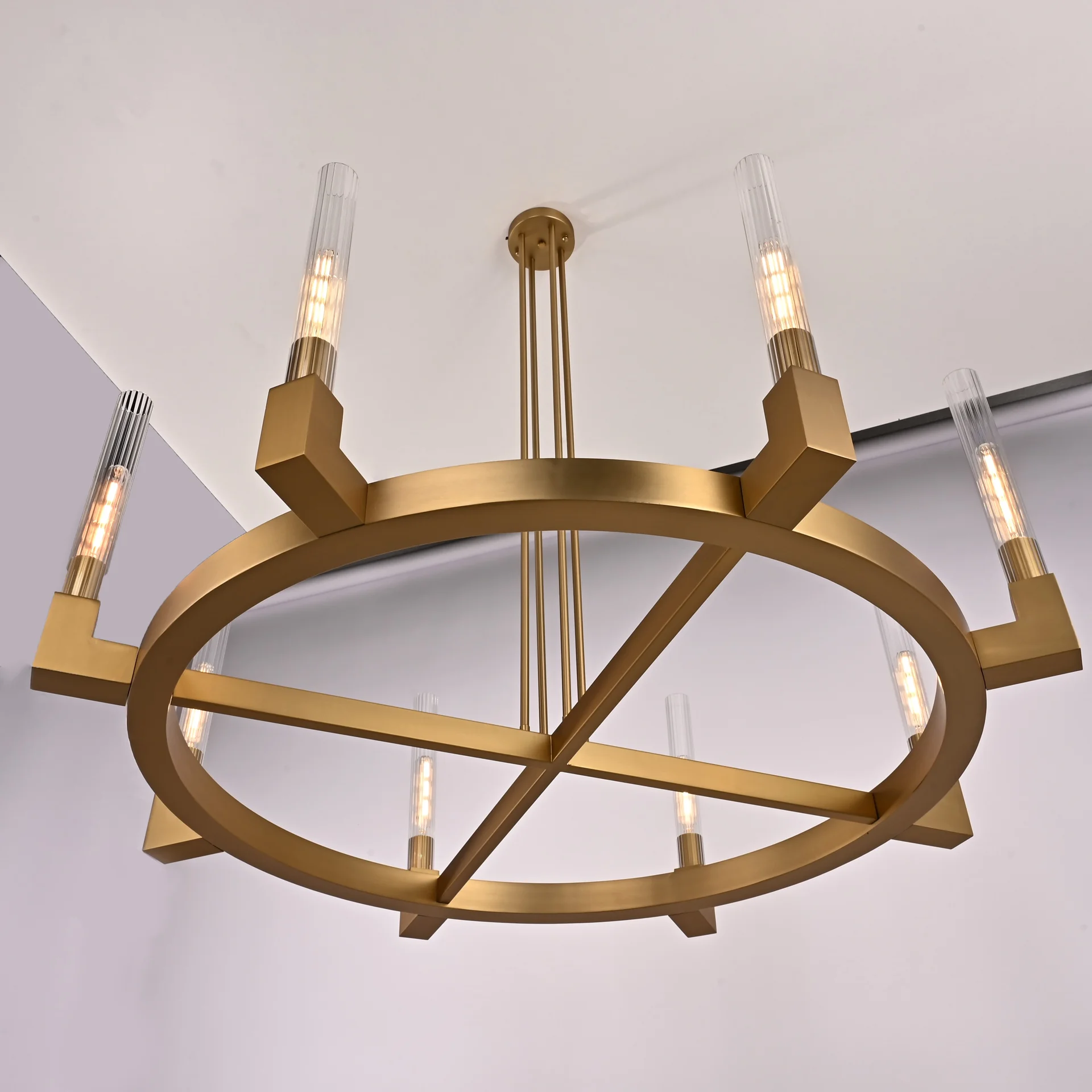 Люстра на штанге CANELLE Round Chandelier 8 Modern Brass - миниатюра 10