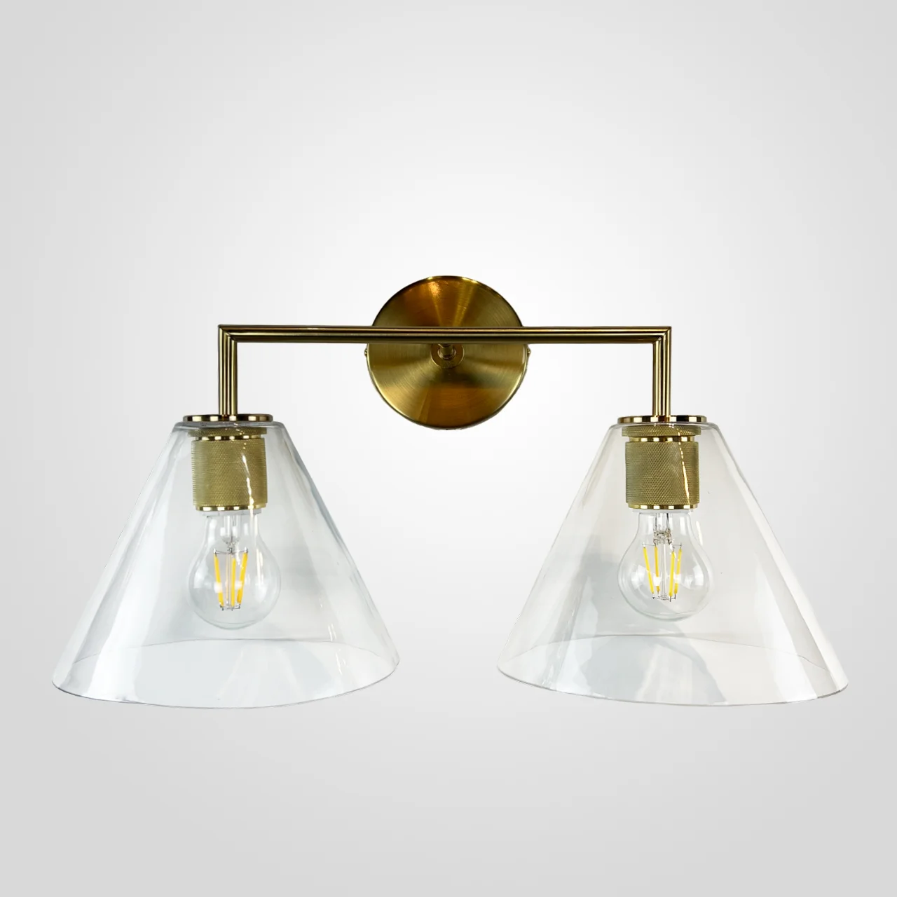 Бра RH Utilitaire Funnel Shade Double Sconce Brass - миниатюра 2