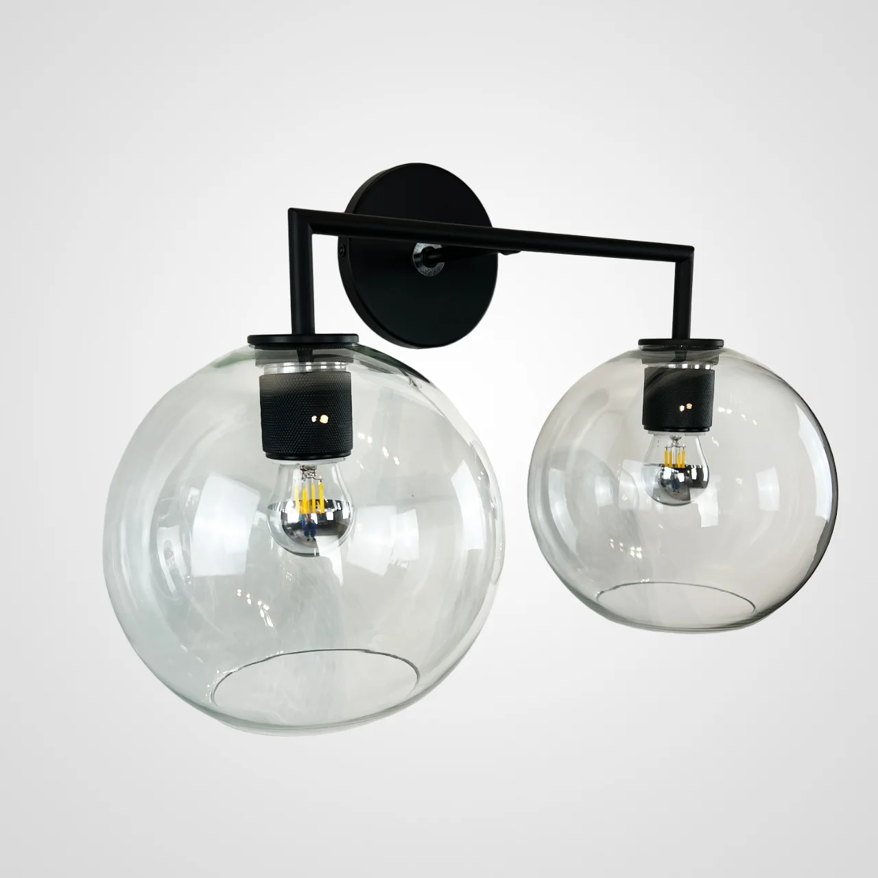 Бра RH Utilitaire Globe Shade Double Sconce Black - миниатюра 12