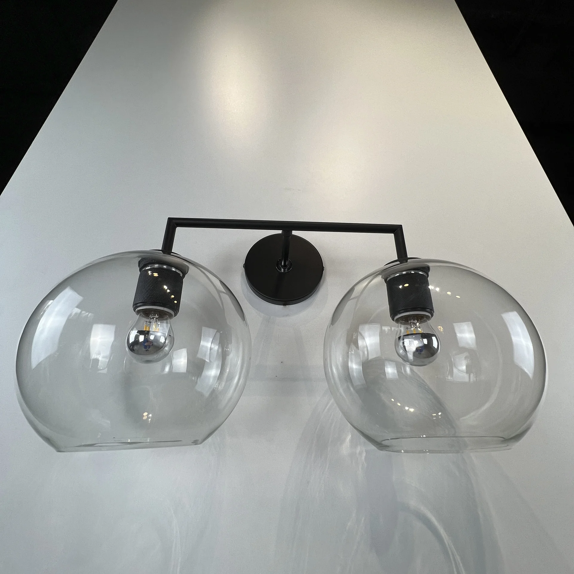 Бра RH Utilitaire Globe Shade Double Sconce Black - миниатюра 14