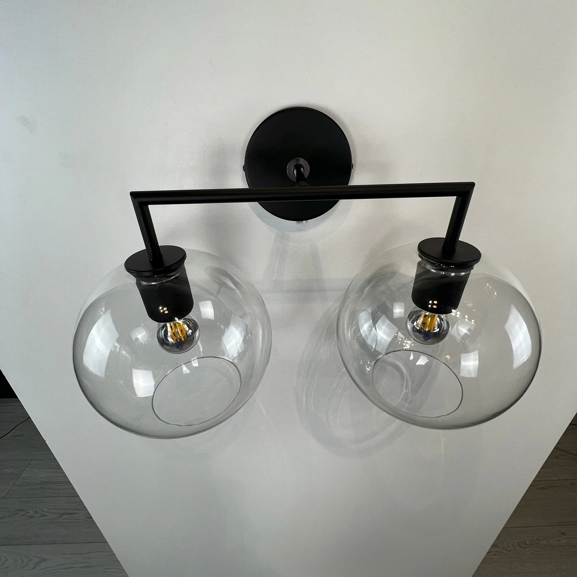 Бра RH Utilitaire Globe Shade Double Sconce Black - миниатюра 2