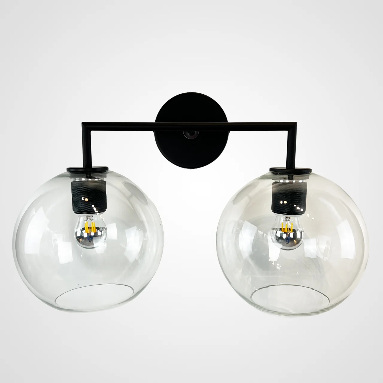 Бра RH Utilitaire Globe Shade Double Sconce Black - миниатюра 7