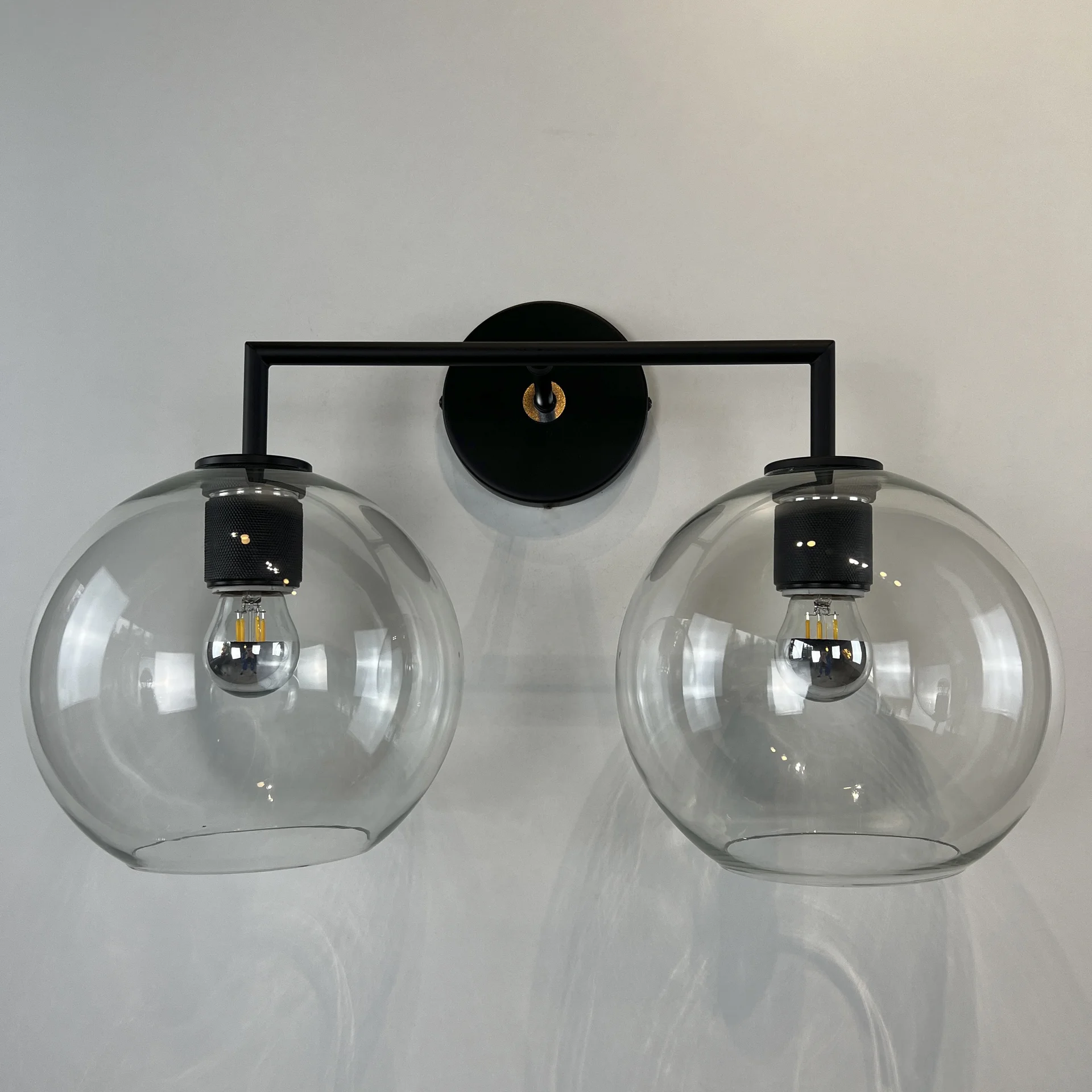 Бра RH Utilitaire Globe Shade Double Sconce Black - миниатюра 8