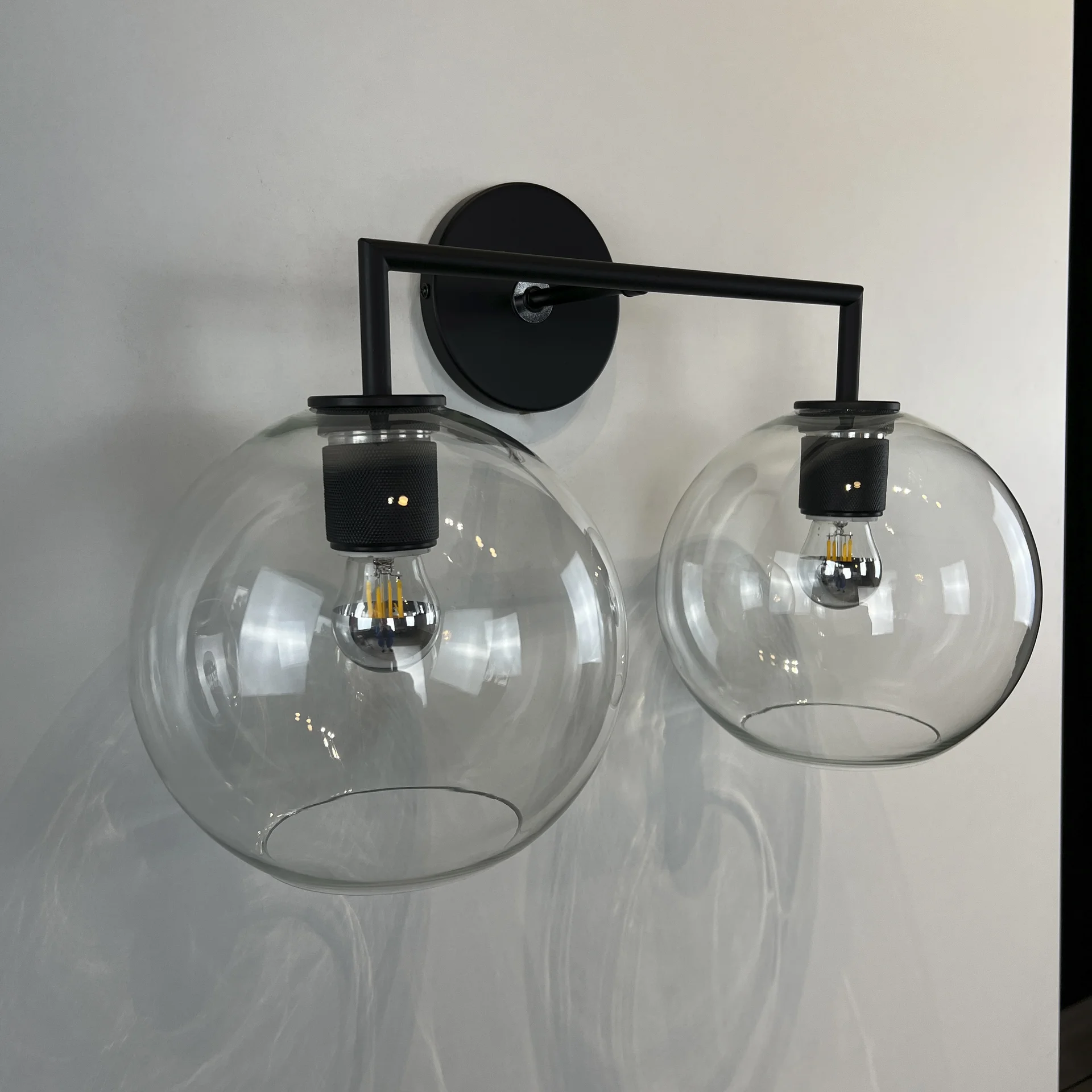 Бра RH Utilitaire Globe Shade Double Sconce Black - миниатюра 9