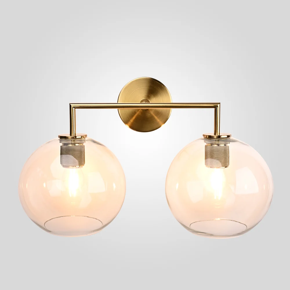 Бра RH Utilitaire Globe Shade Double Sconce Brass - изображение 1