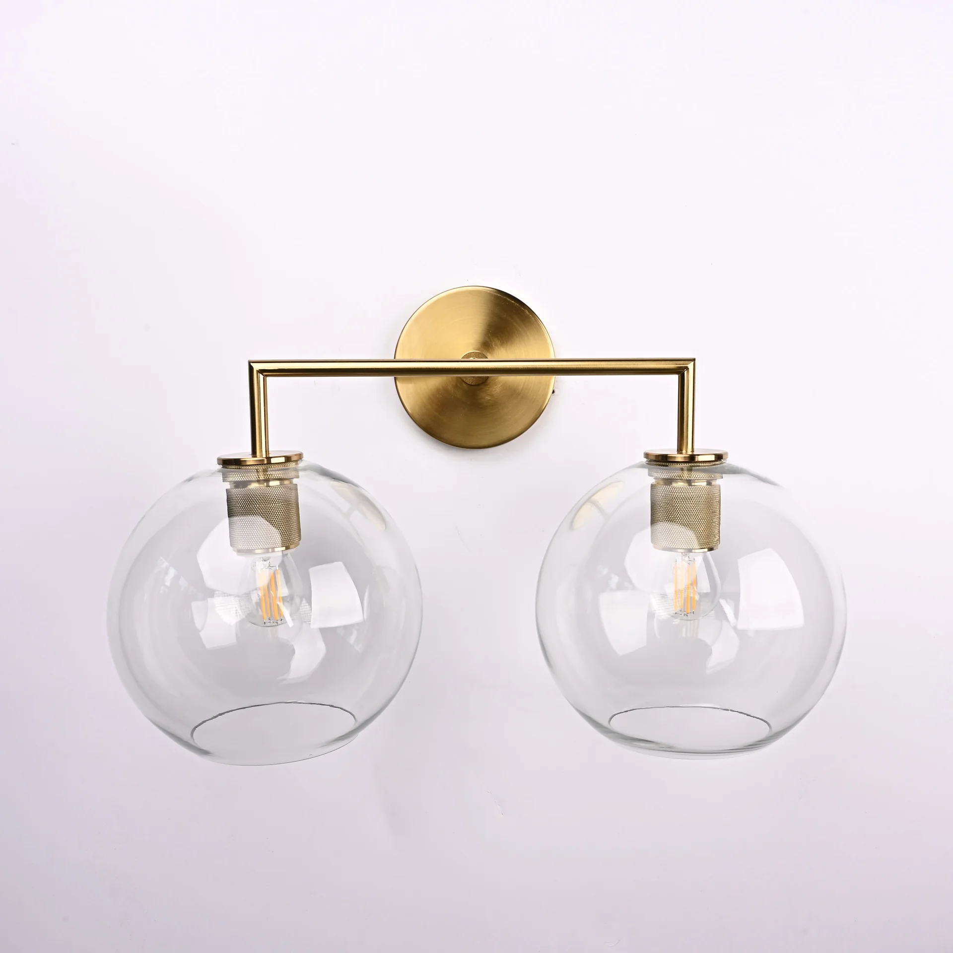 Бра RH Utilitaire Globe Shade Double Sconce Brass - миниатюра 2