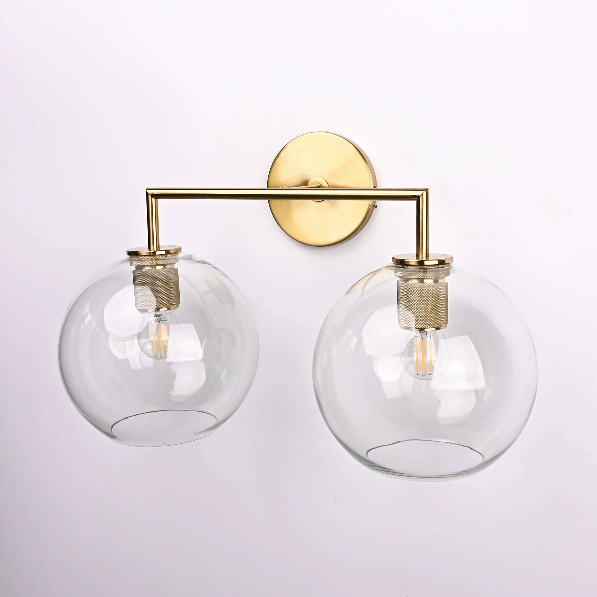 Бра RH Utilitaire Globe Shade Double Sconce Brass - миниатюра 3