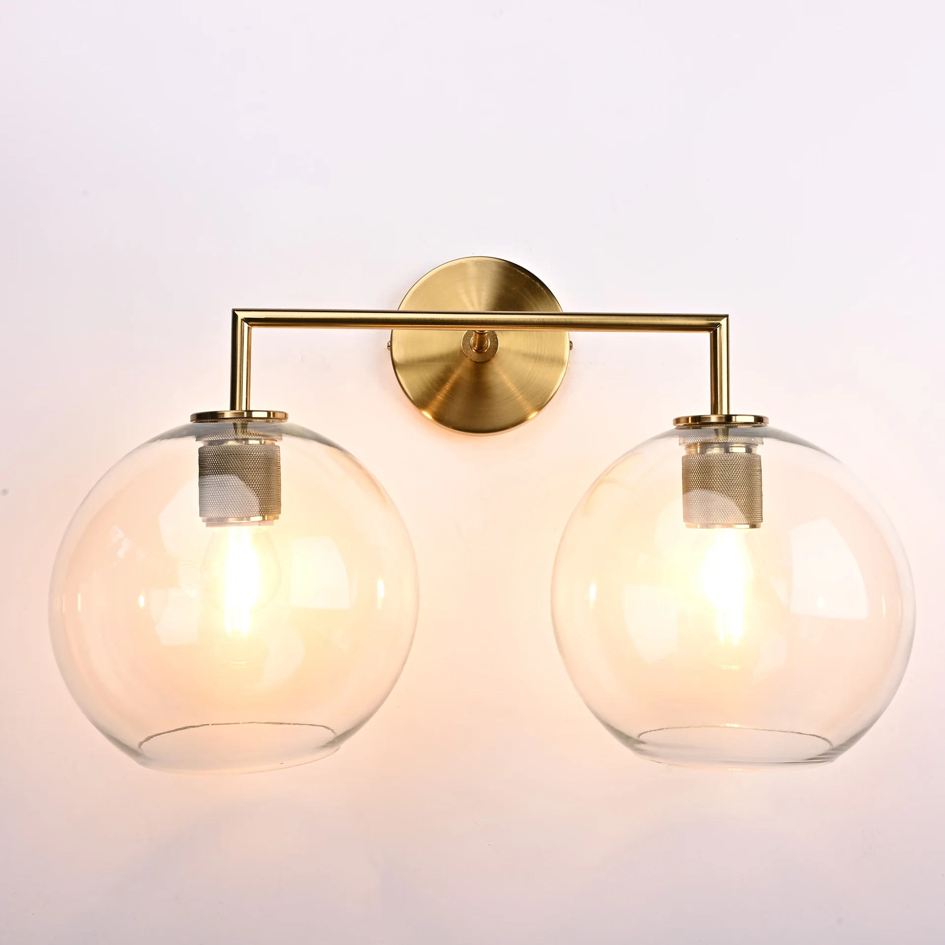 Бра RH Utilitaire Globe Shade Double Sconce Brass - миниатюра 5