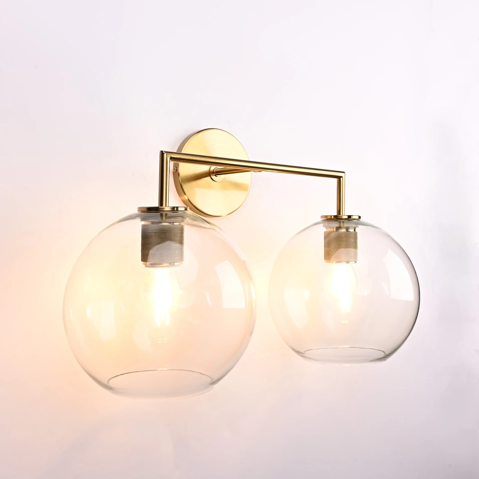 Бра RH Utilitaire Globe Shade Double Sconce Brass - миниатюра 6