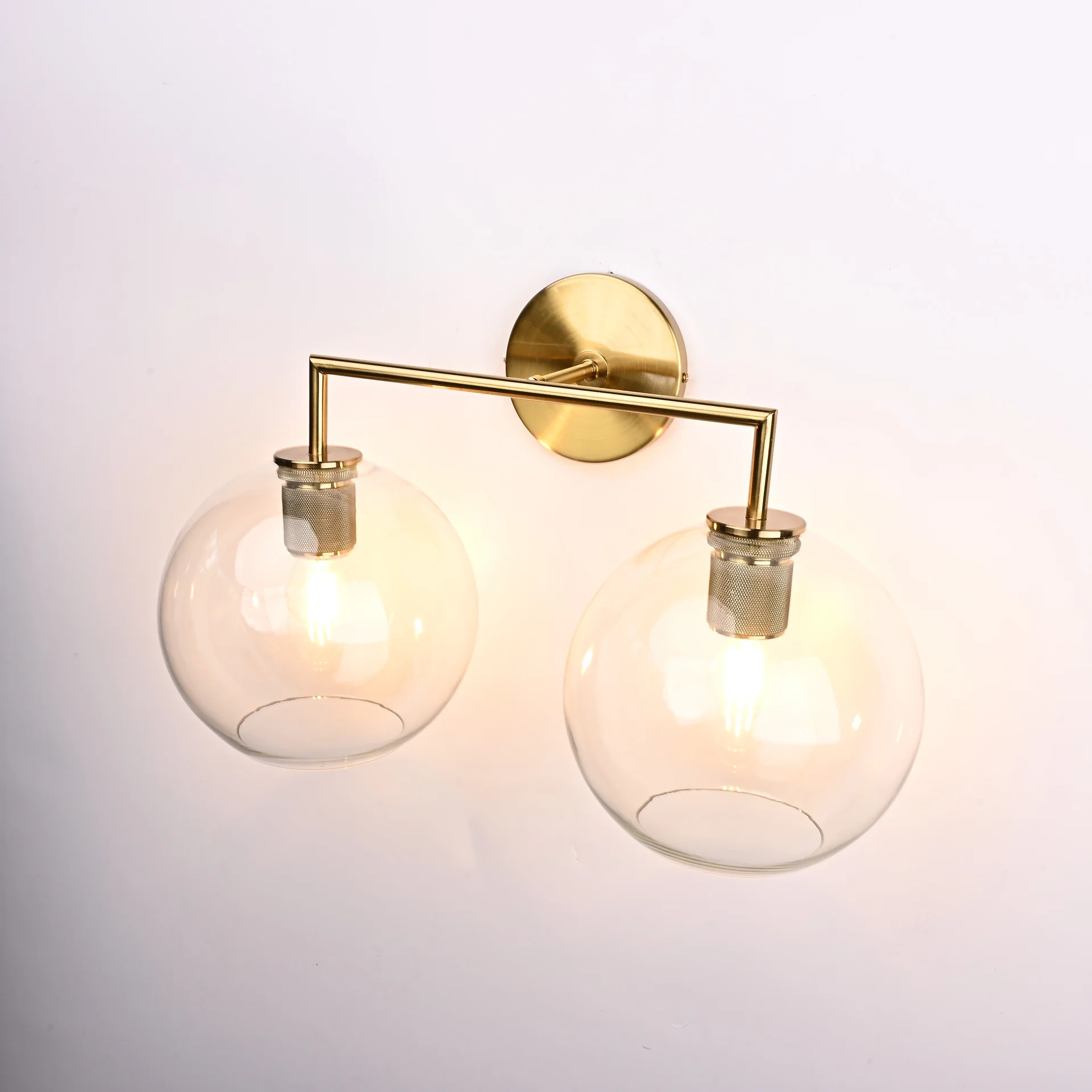 Бра RH Utilitaire Globe Shade Double Sconce Brass - миниатюра 7
