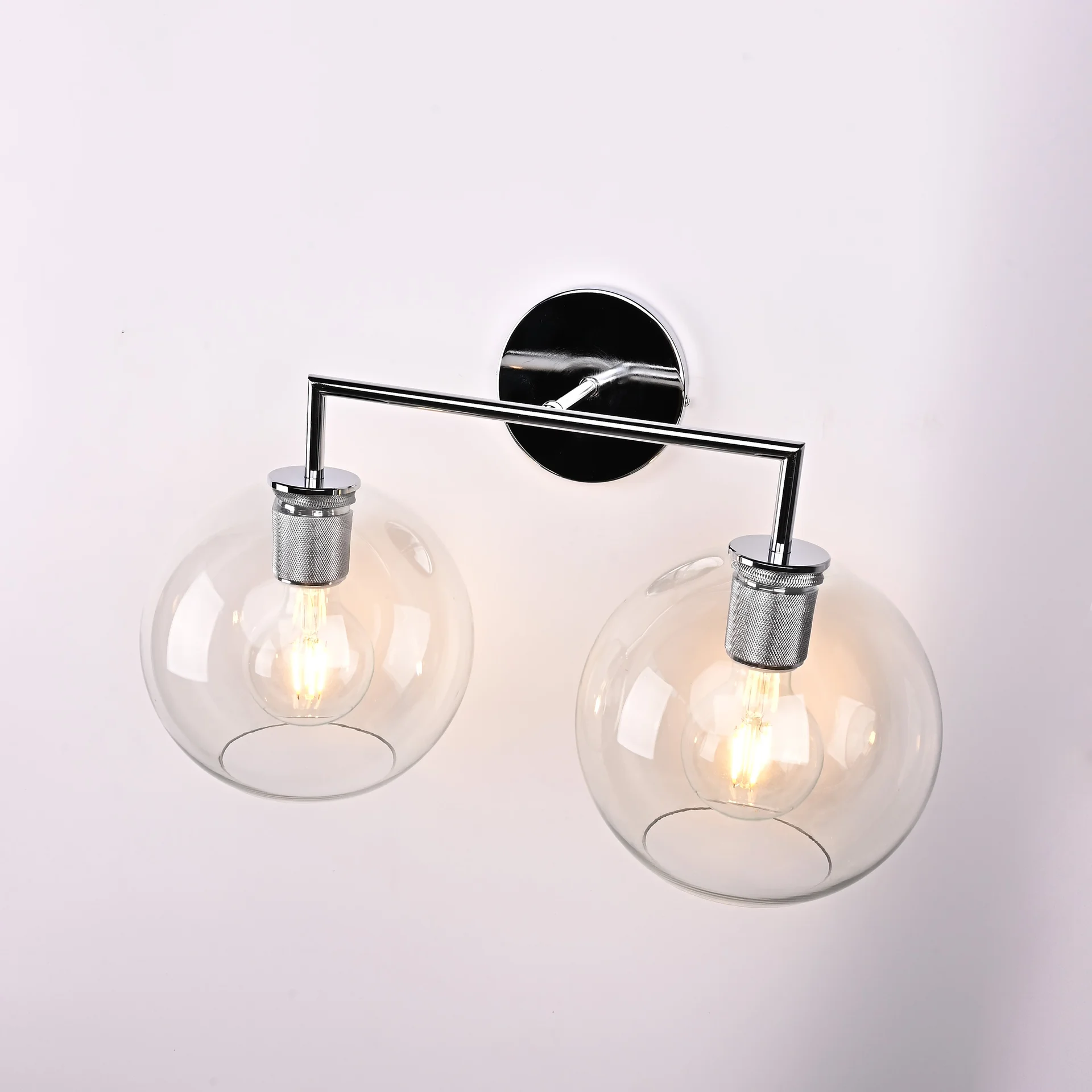 Бра RH Utilitaire Globe Shade Double Sconce Silver - миниатюра 5