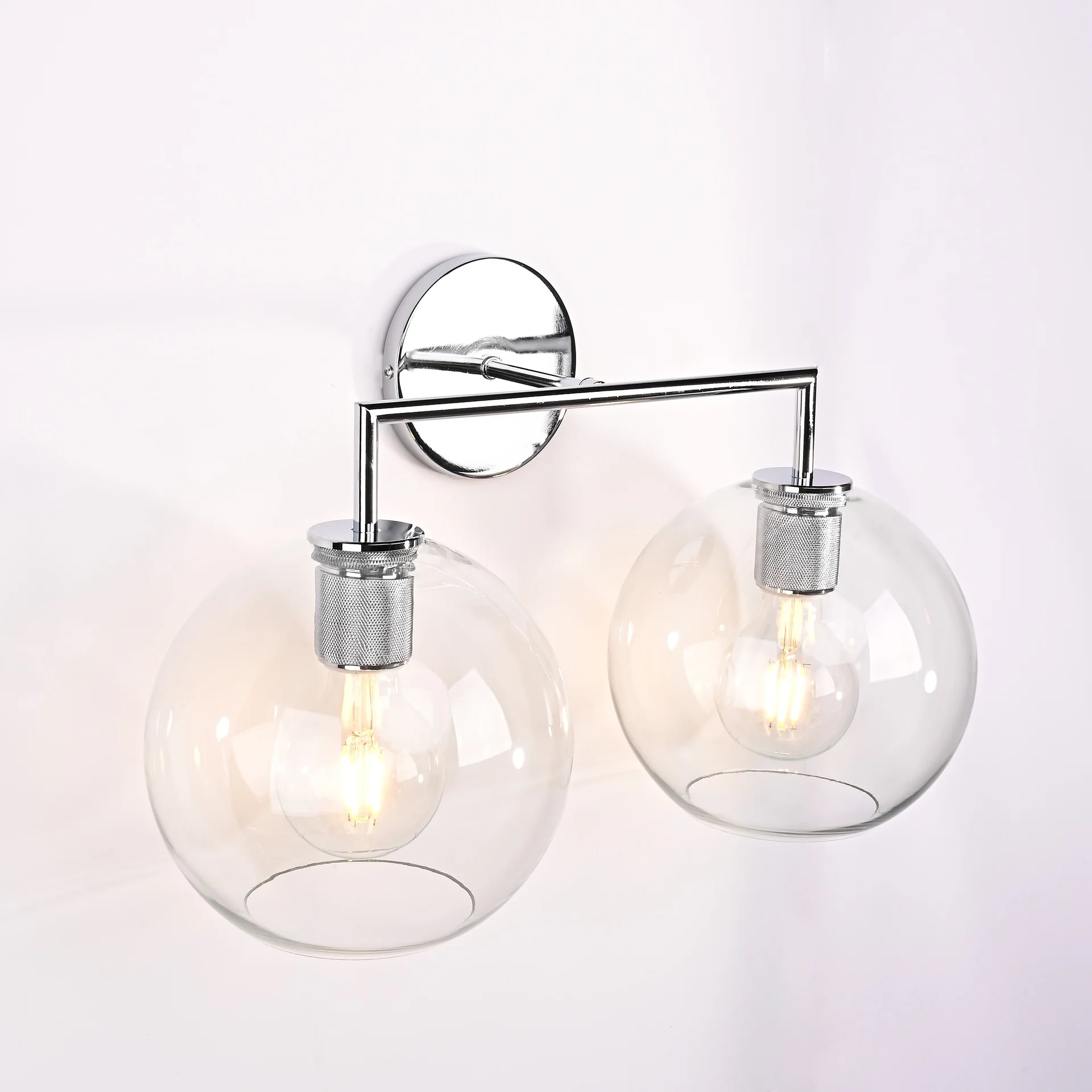 Бра RH Utilitaire Globe Shade Double Sconce Silver - миниатюра 6
