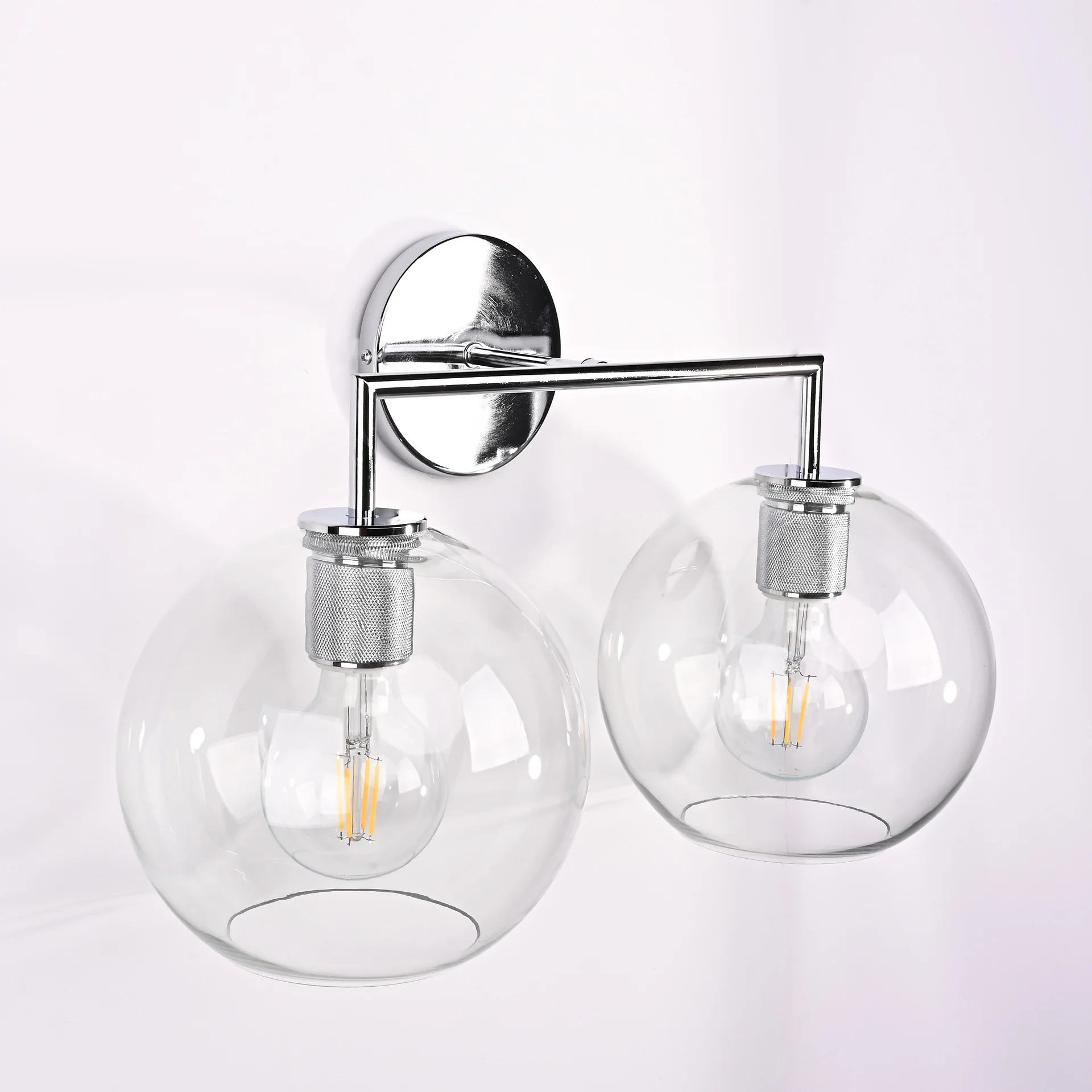 Бра RH Utilitaire Globe Shade Double Sconce Silver - миниатюра 8