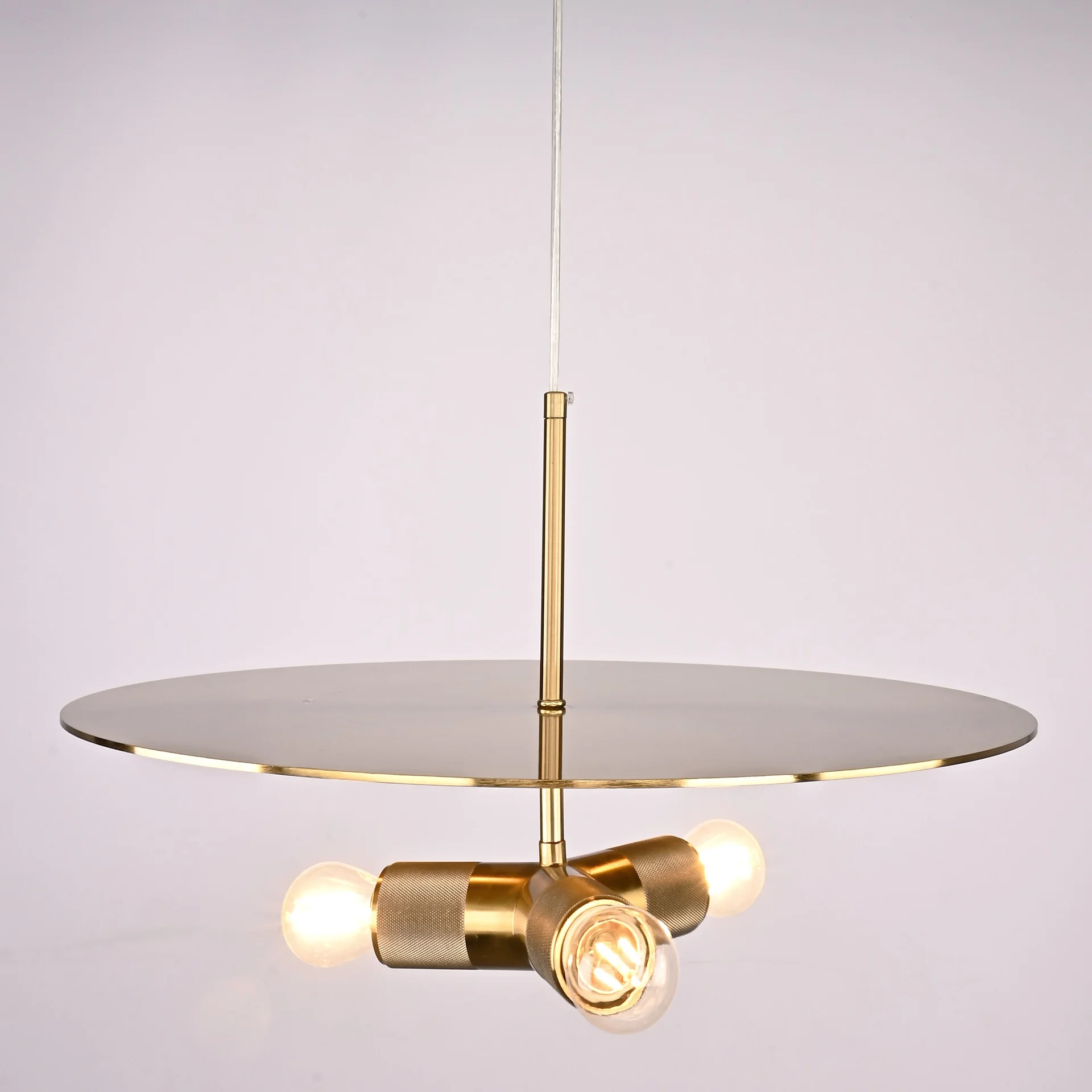 Люстра RH Utilitaire Disk Triple Pendant Brass - миниатюра 3