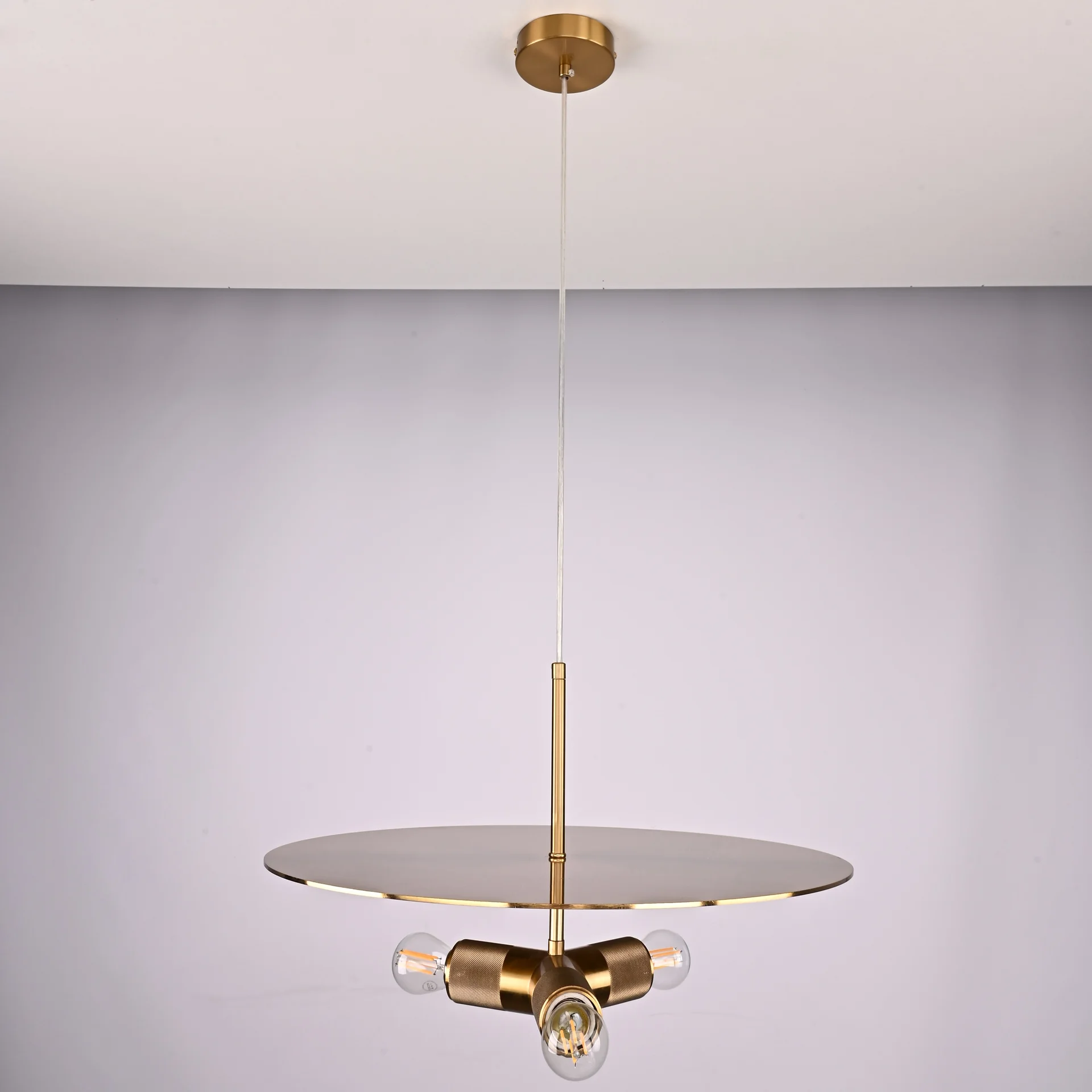 Люстра RH Utilitaire Disk Triple Pendant Brass - миниатюра 5