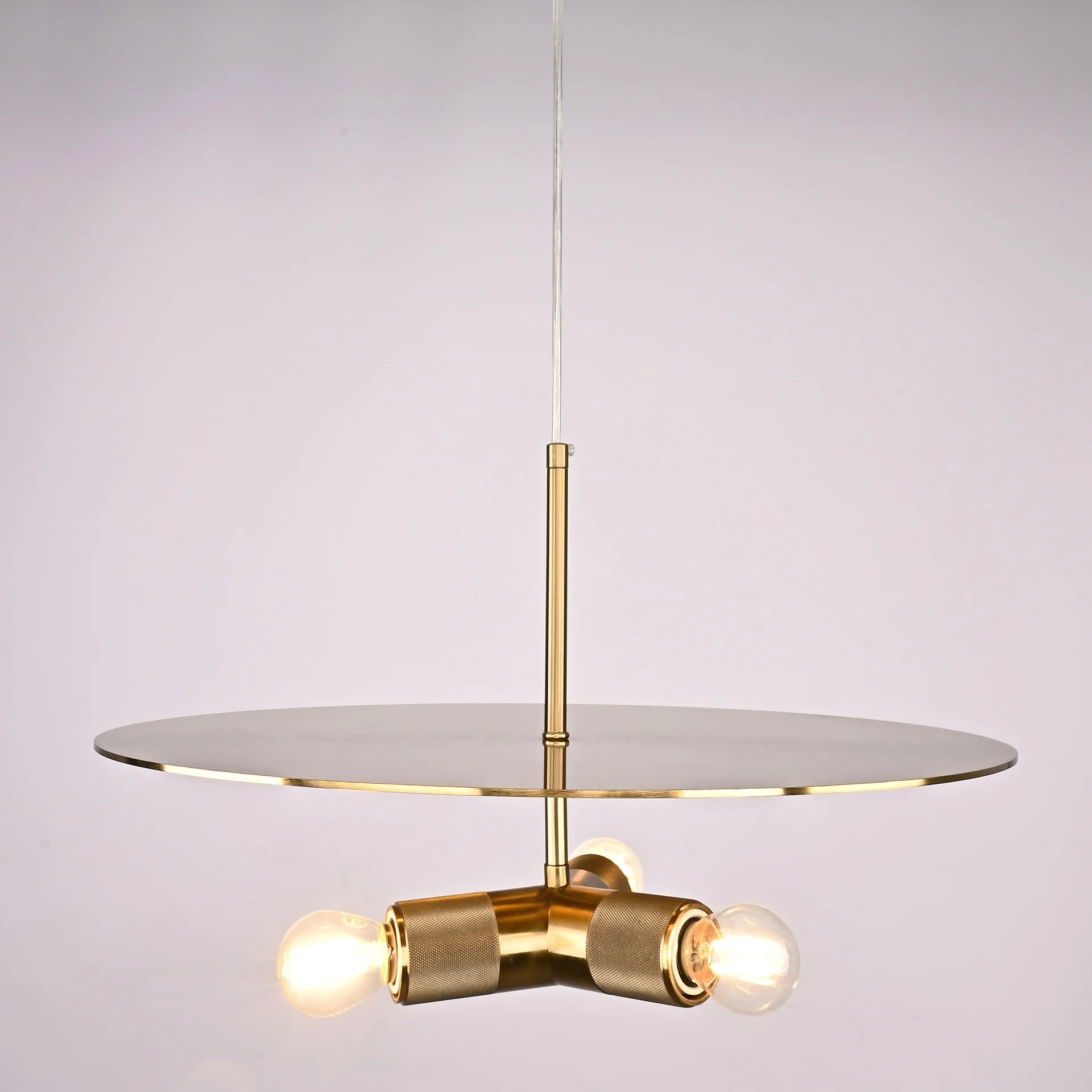Люстра RH Utilitaire Disk Triple Pendant Brass - миниатюра 9