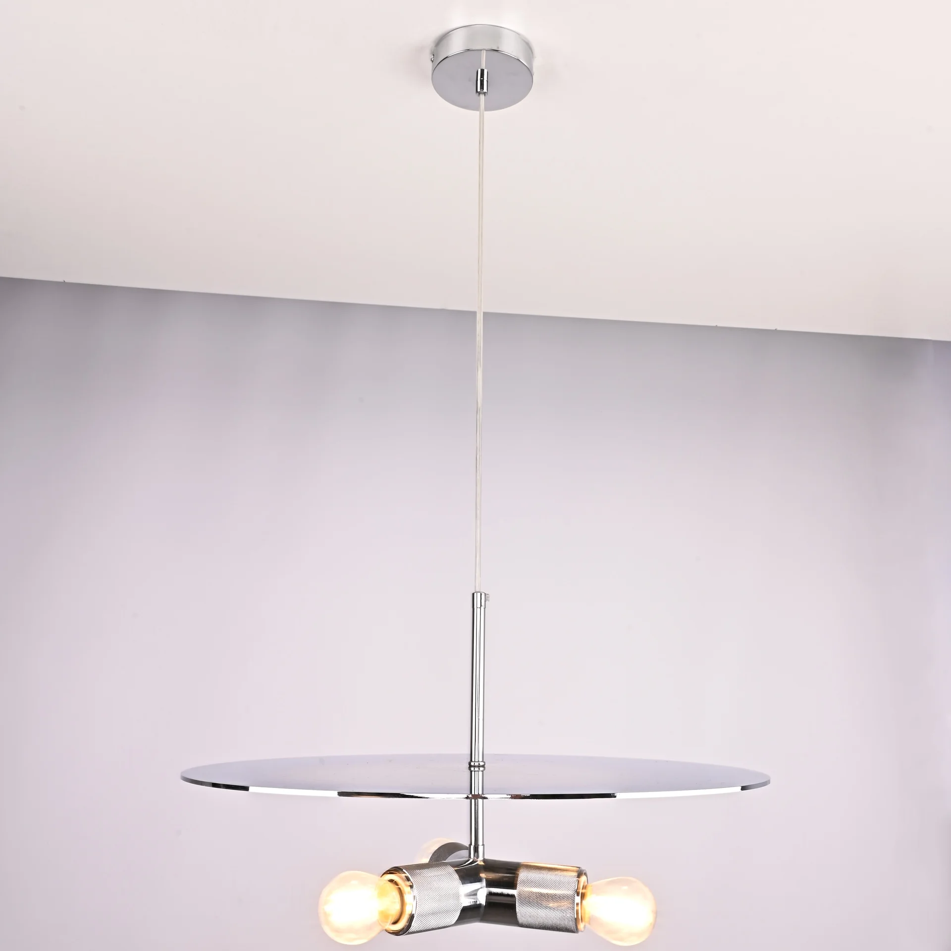 Люстра RH Utilitaire Disk Triple Pendant Silver - миниатюра 2