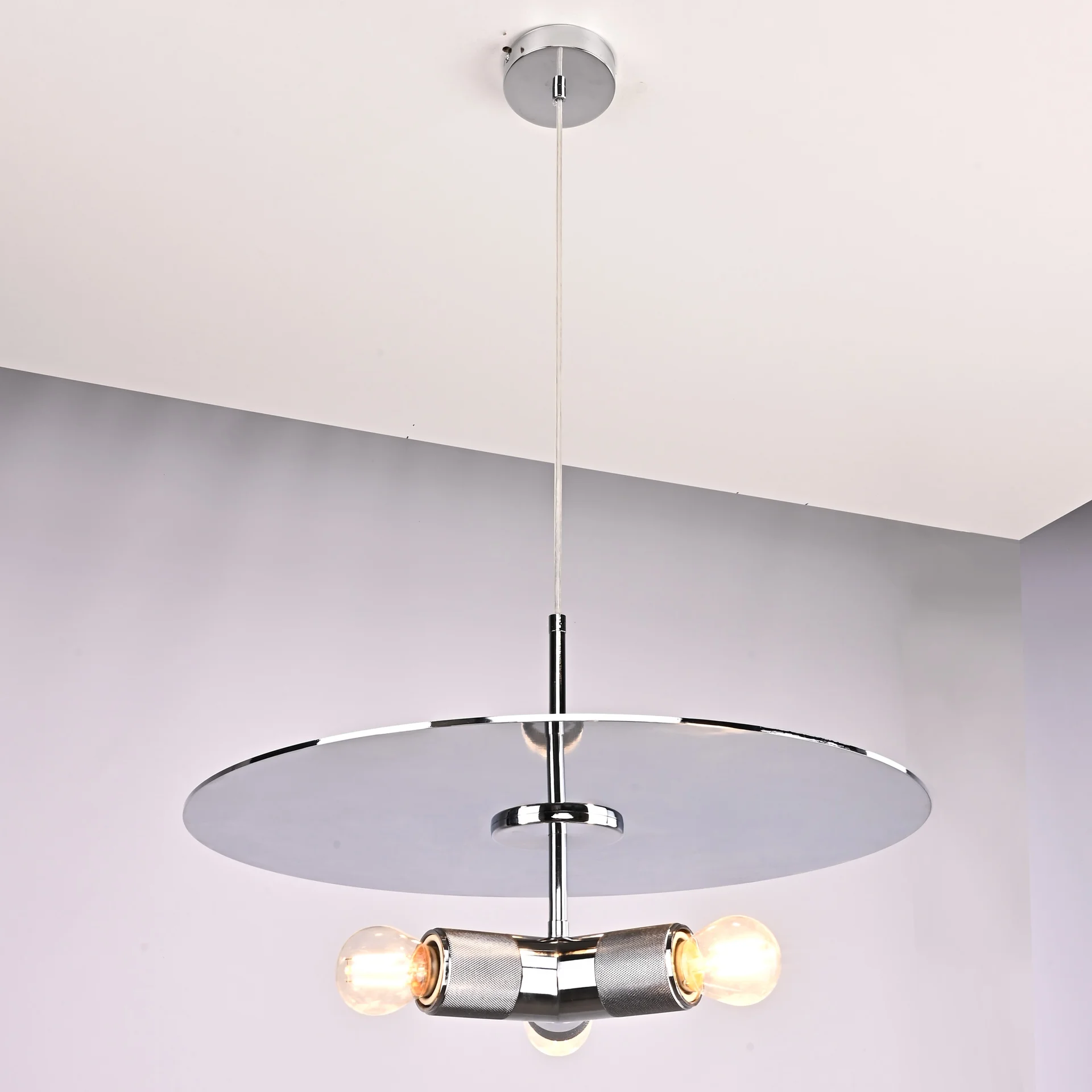 Люстра RH Utilitaire Disk Triple Pendant Silver - миниатюра 6