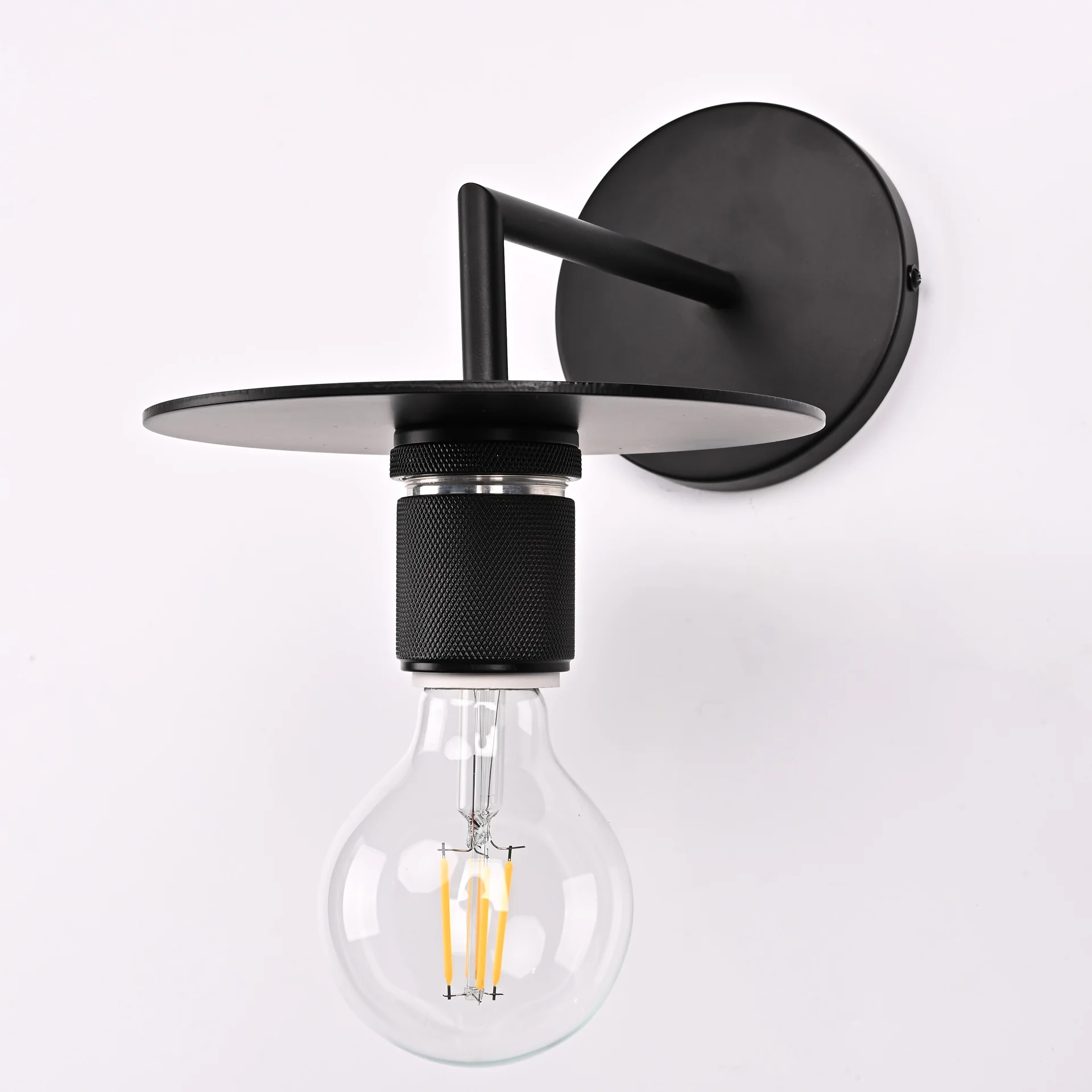 Бра RH Utilitaire Knurled Disk Shade Sconce Black - миниатюра 4
