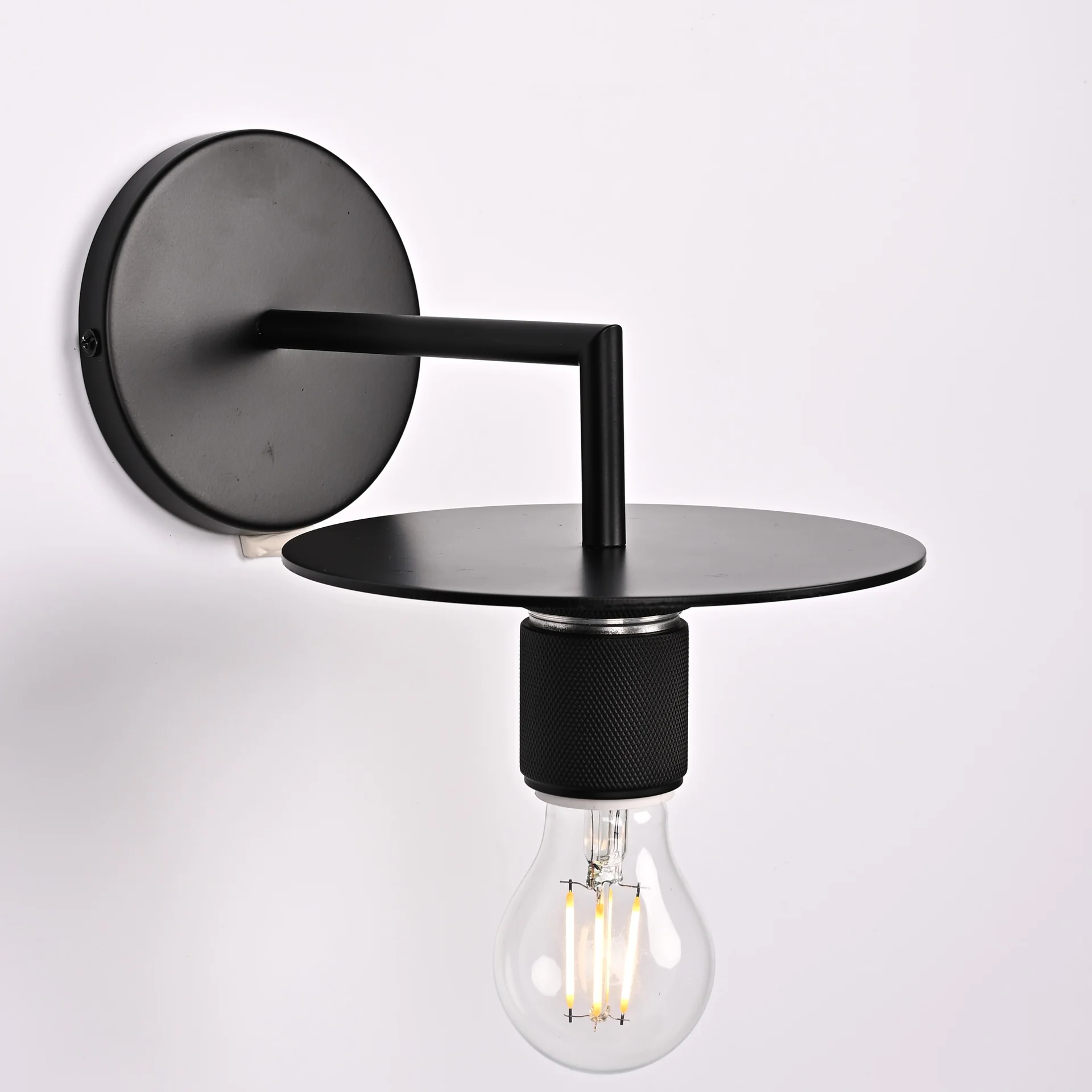 Бра RH Utilitaire Knurled Disk Shade Sconce Black - миниатюра 5