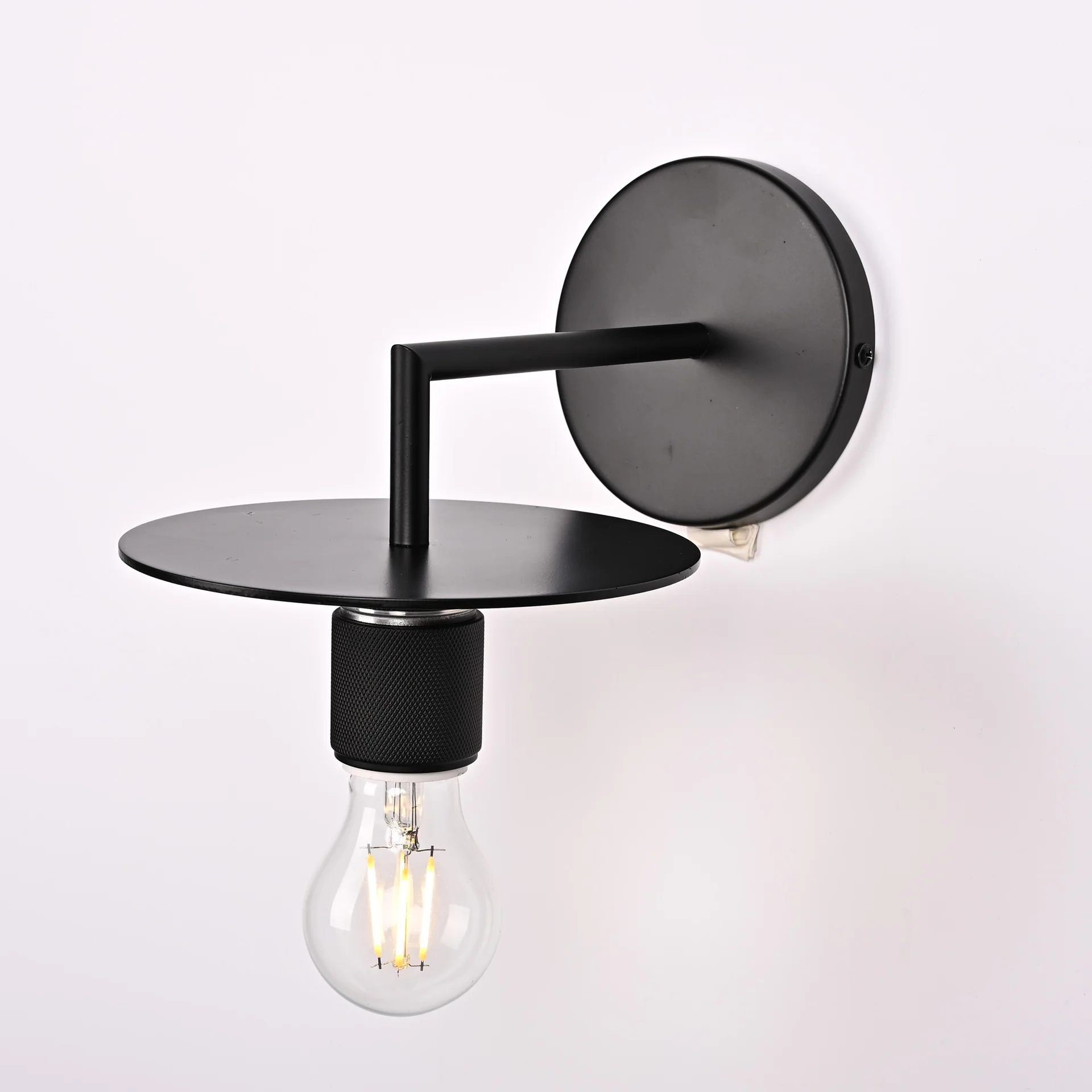 Бра RH Utilitaire Knurled Disk Shade Sconce Black - миниатюра 6