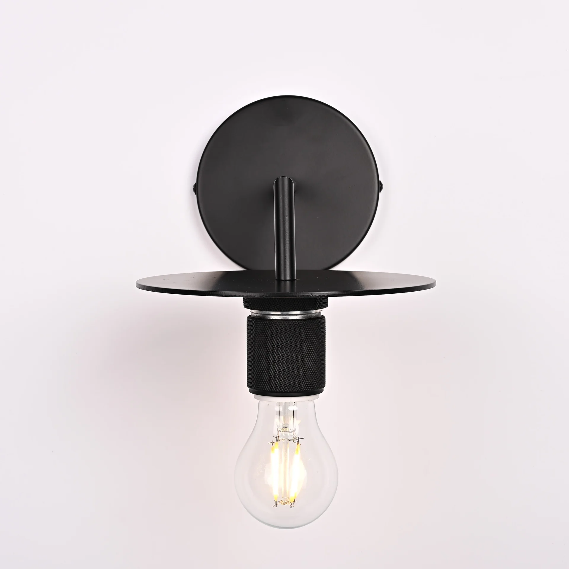 Бра RH Utilitaire Knurled Disk Shade Sconce Black - миниатюра 8