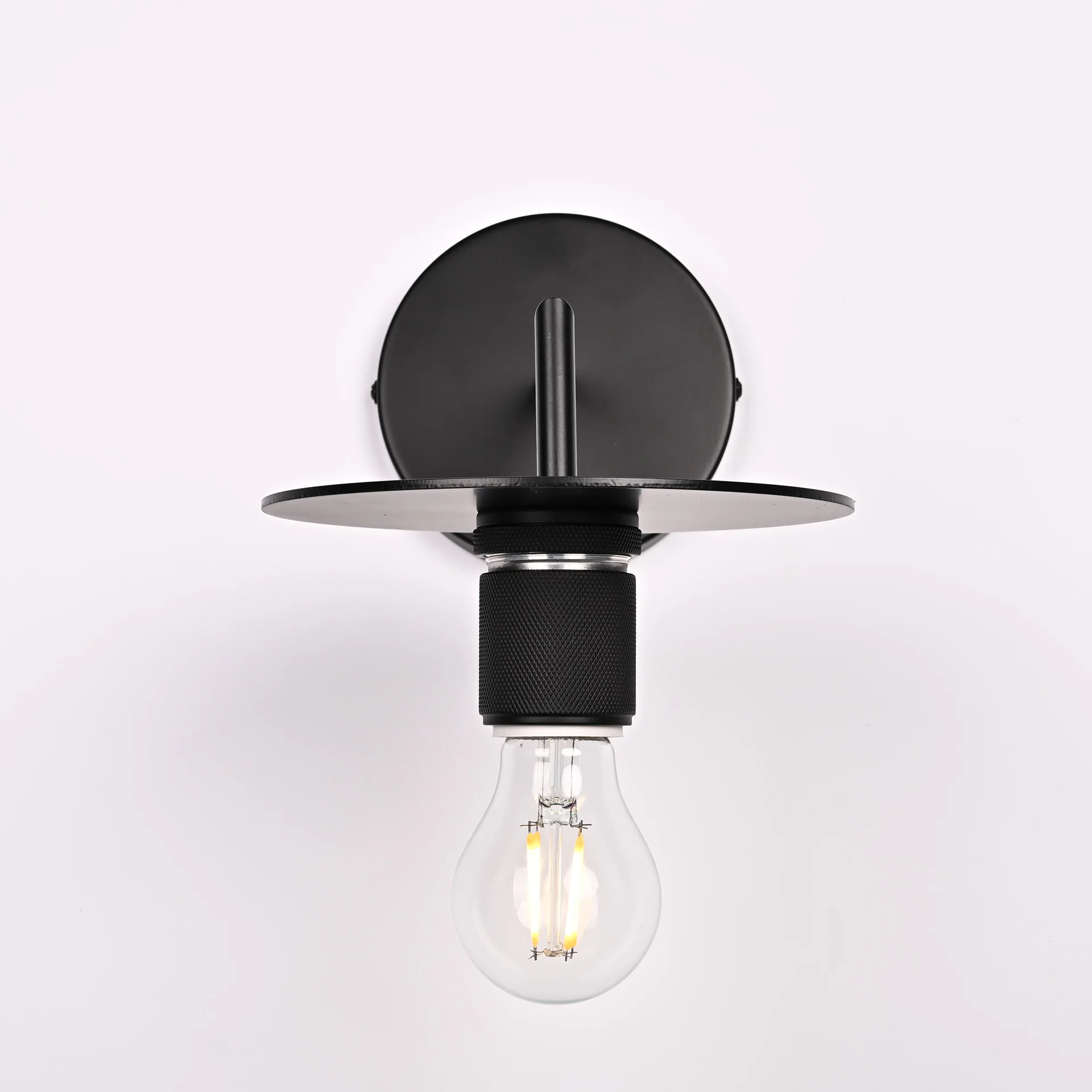 Бра RH Utilitaire Knurled Disk Shade Sconce Black - миниатюра 9