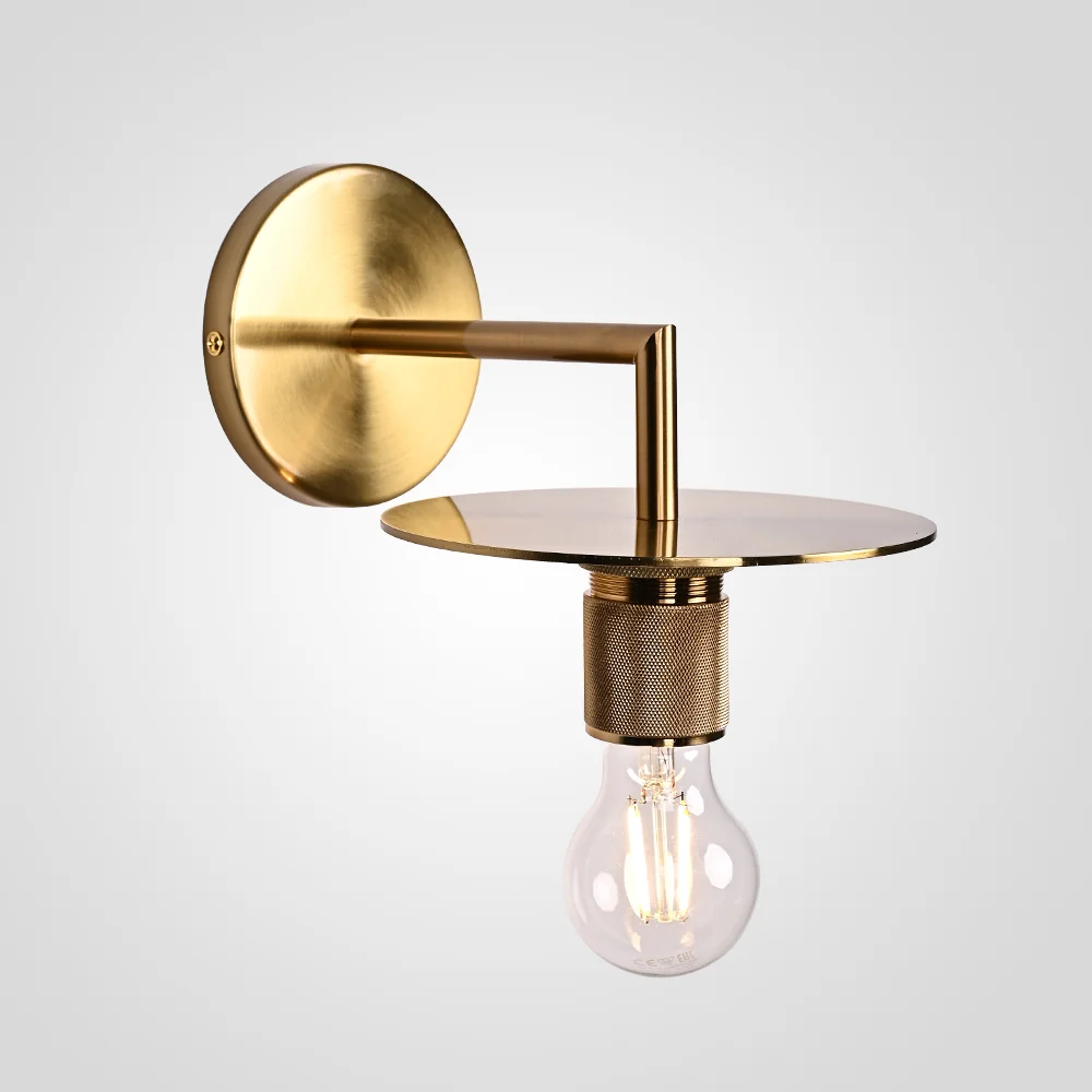 Бра RH Utilitaire Knurled Disk Shade Sconce Brass - изображение 1