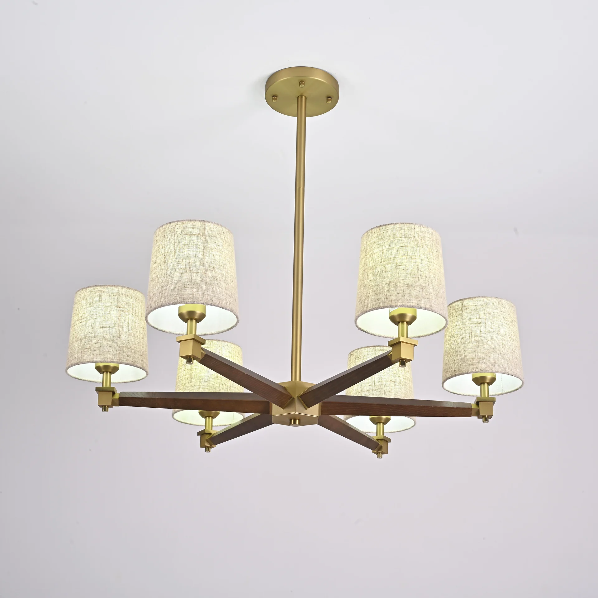 Люстра на штанге Jorgenson D85 Beige/Dark wood - миниатюра 3