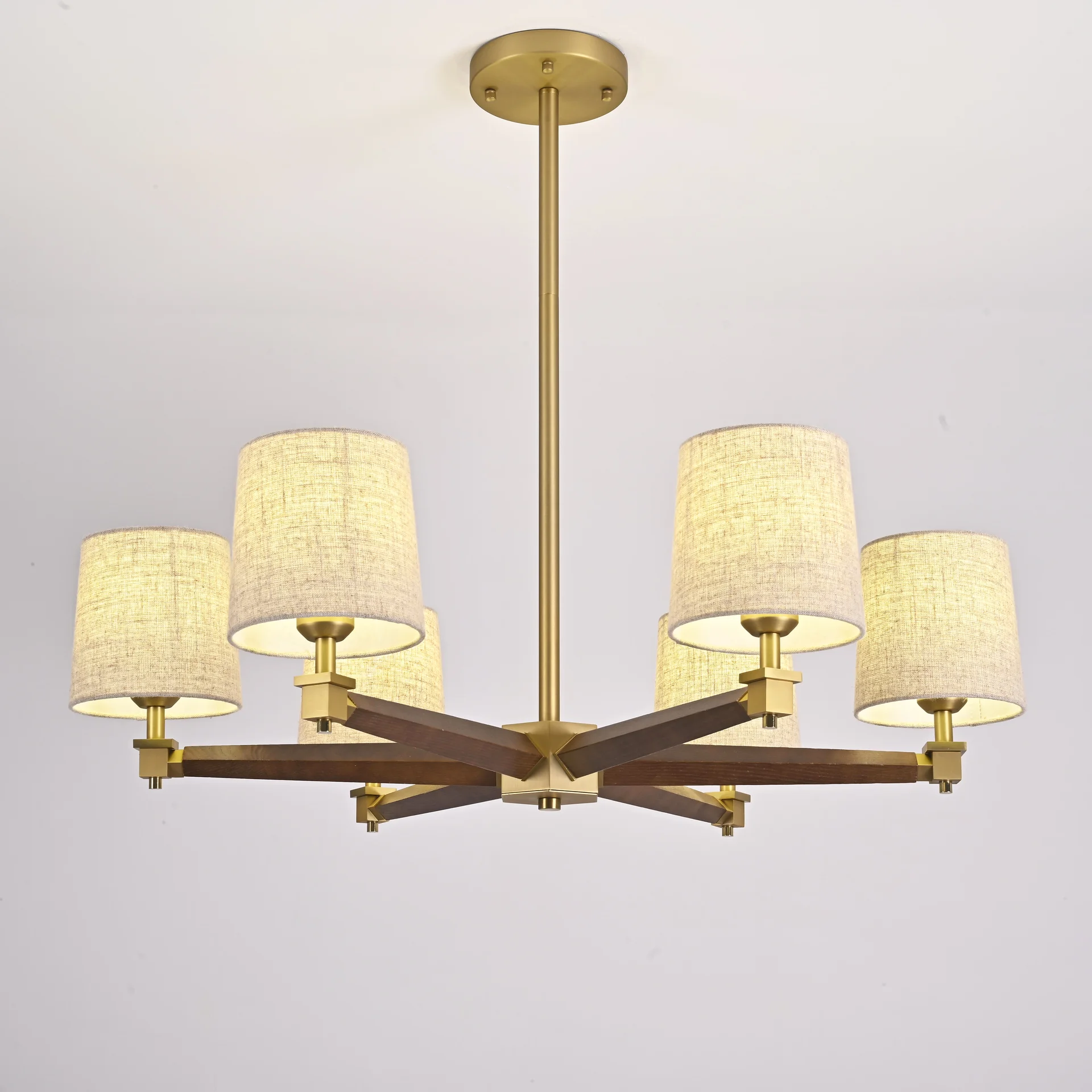 Люстра на штанге Jorgenson D85 Beige/Dark wood - миниатюра 4