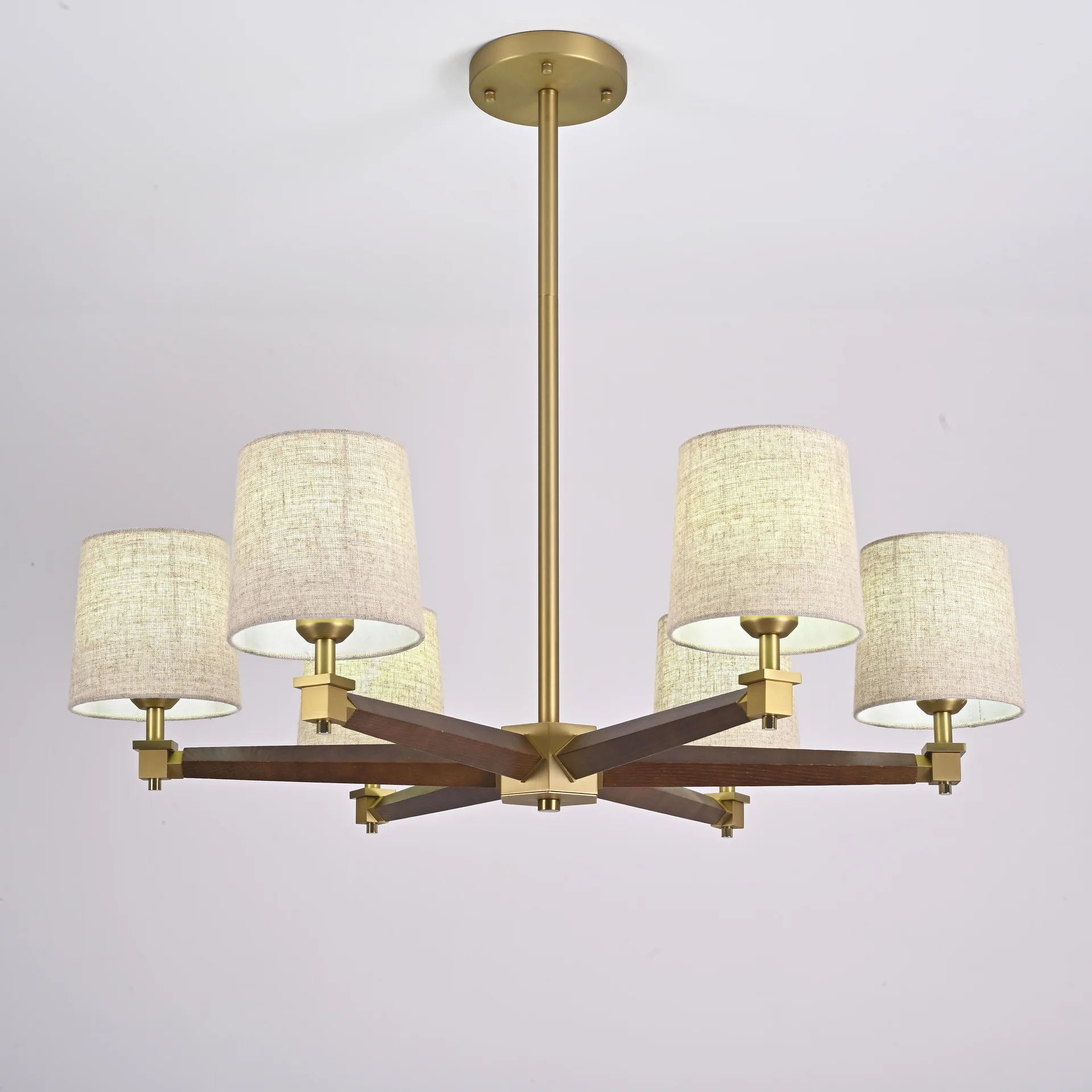 Люстра на штанге Jorgenson D85 Beige/Dark wood - миниатюра 5