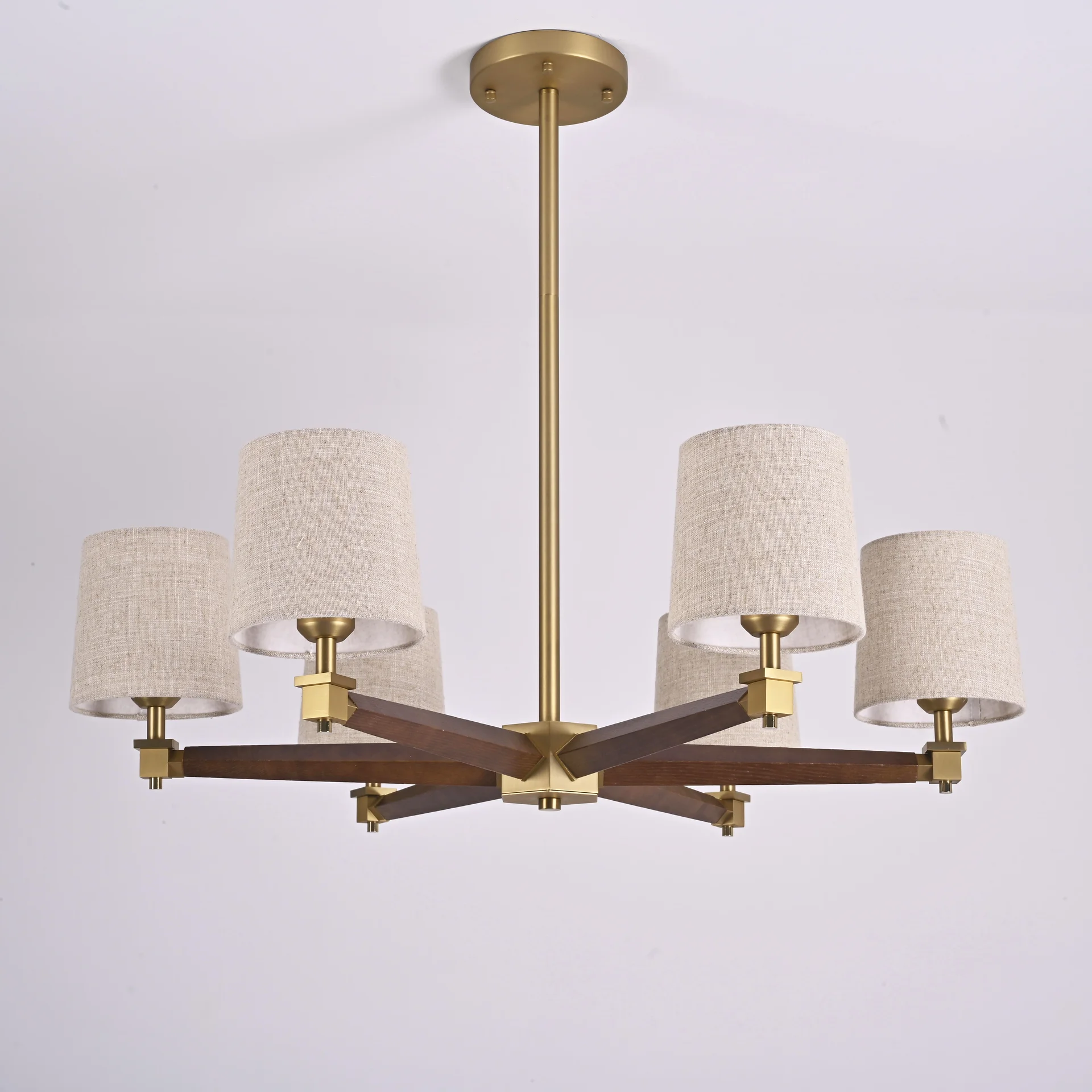 Люстра на штанге Jorgenson D85 Beige/Dark wood - миниатюра 6