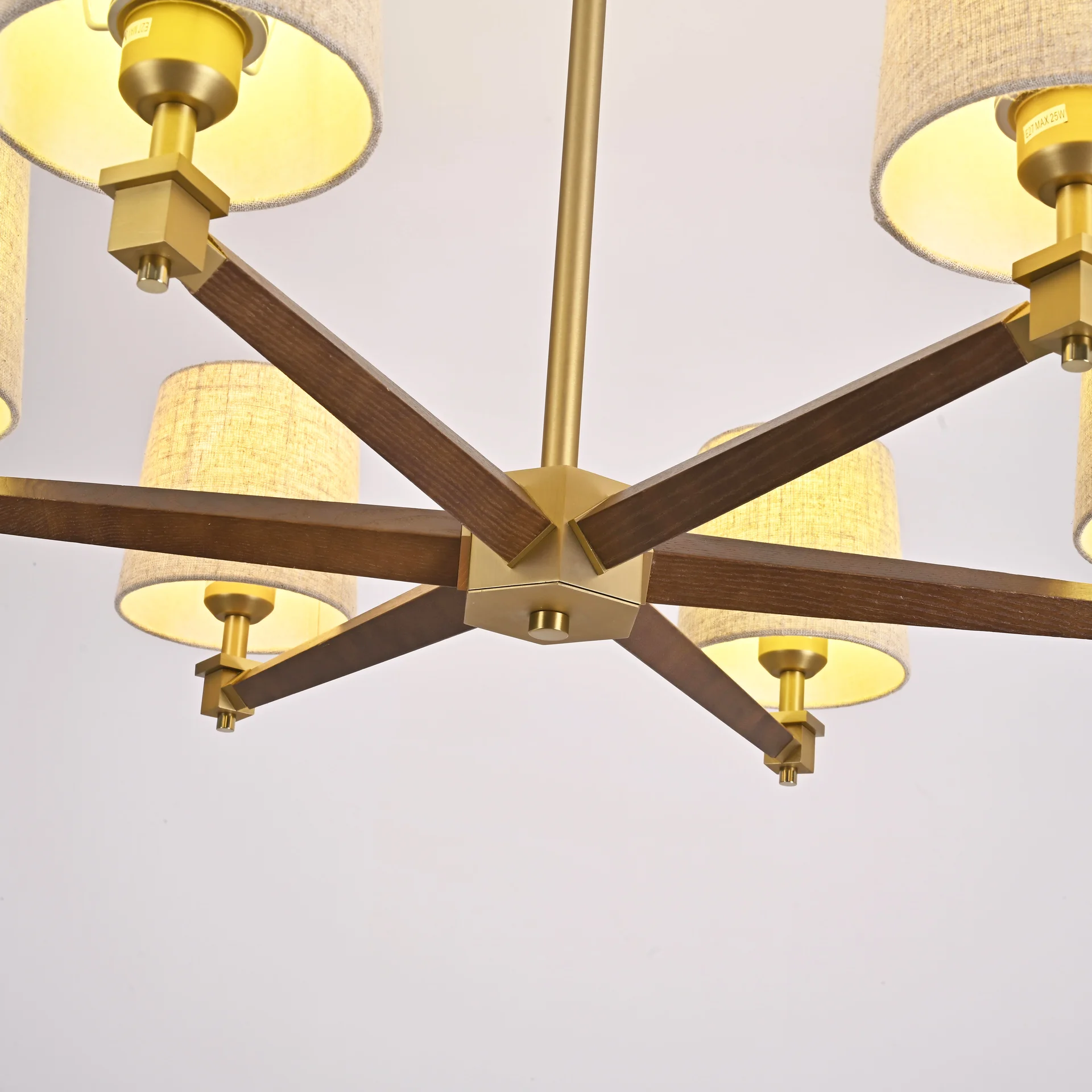 Люстра на штанге Jorgenson D85 Beige/Dark wood - миниатюра 7