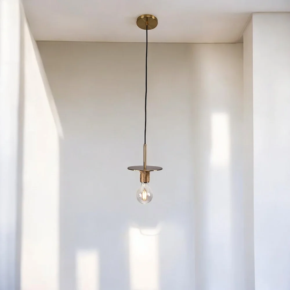 Подвесной светильник RH Utilitaire Disk Shade Pendant Brass - миниатюра 13