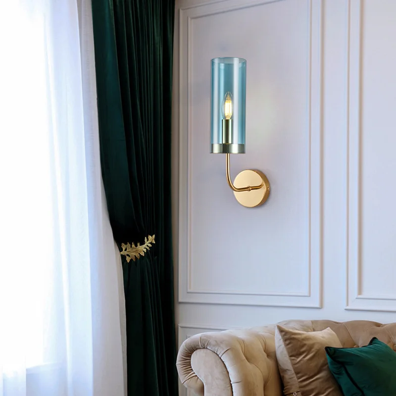 Настенный светильник Agne Blue Glass Tube wall light - миниатюра 4